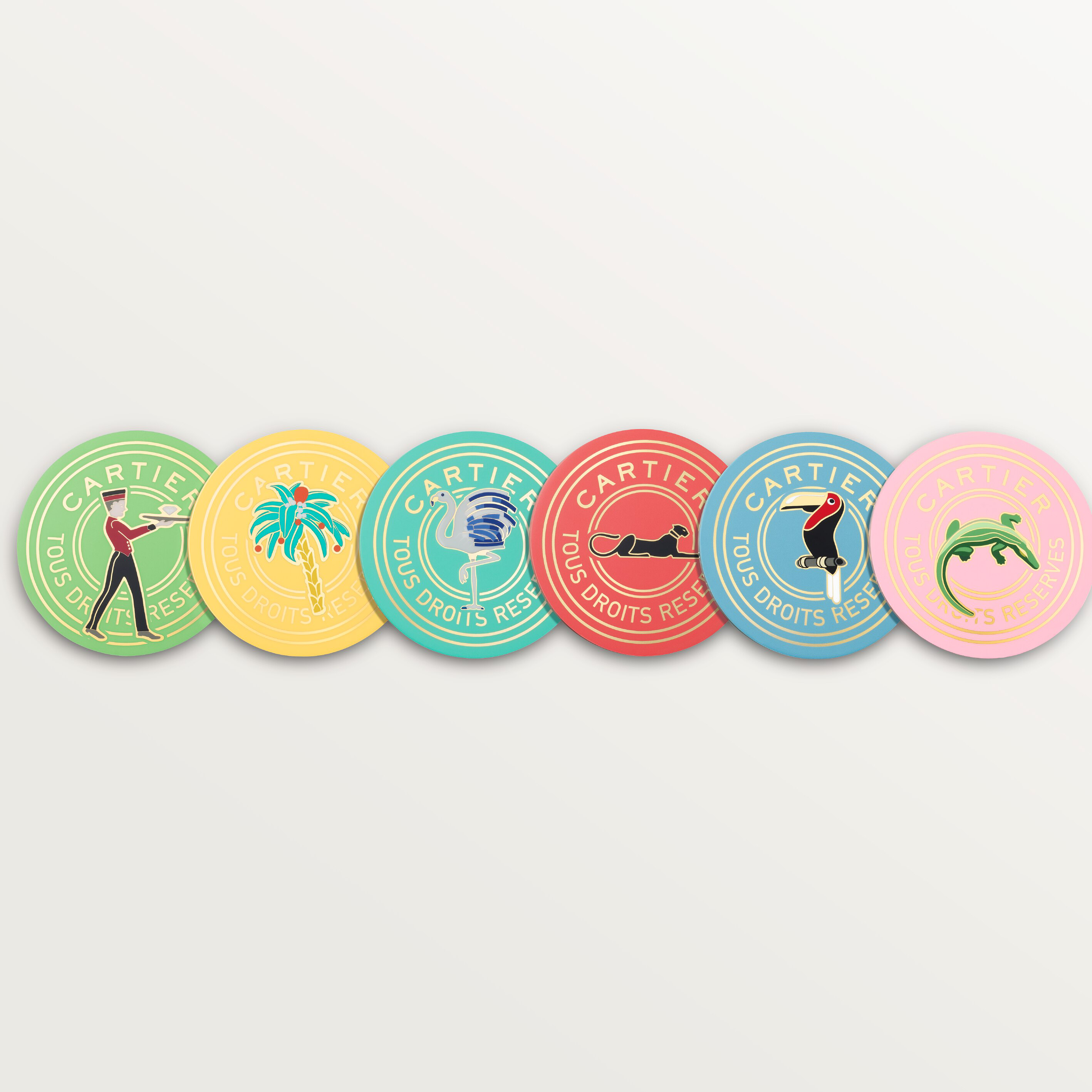 Set of six Cartier Characters coasters, image 10