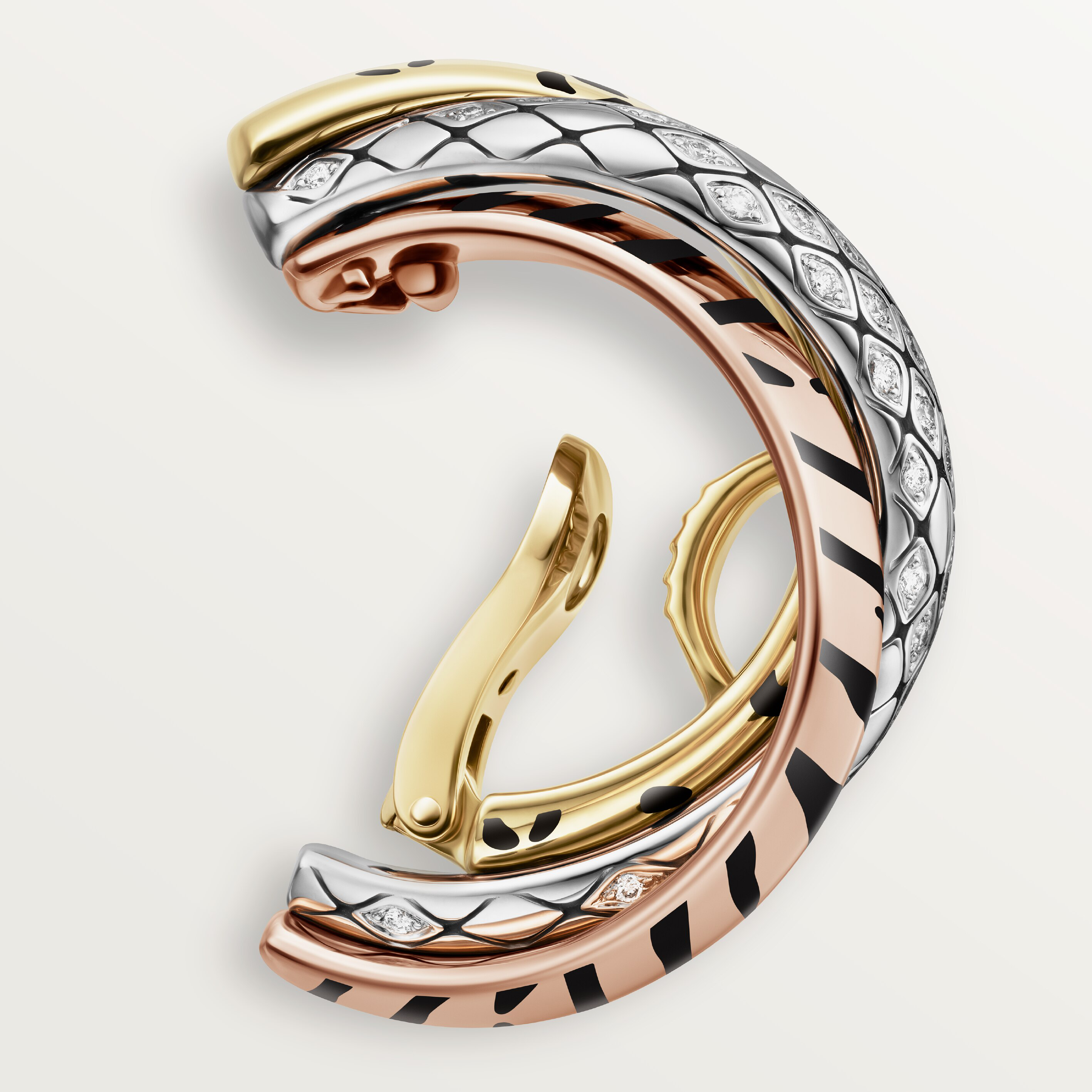 Trinity single earring, lacquer, half-paved