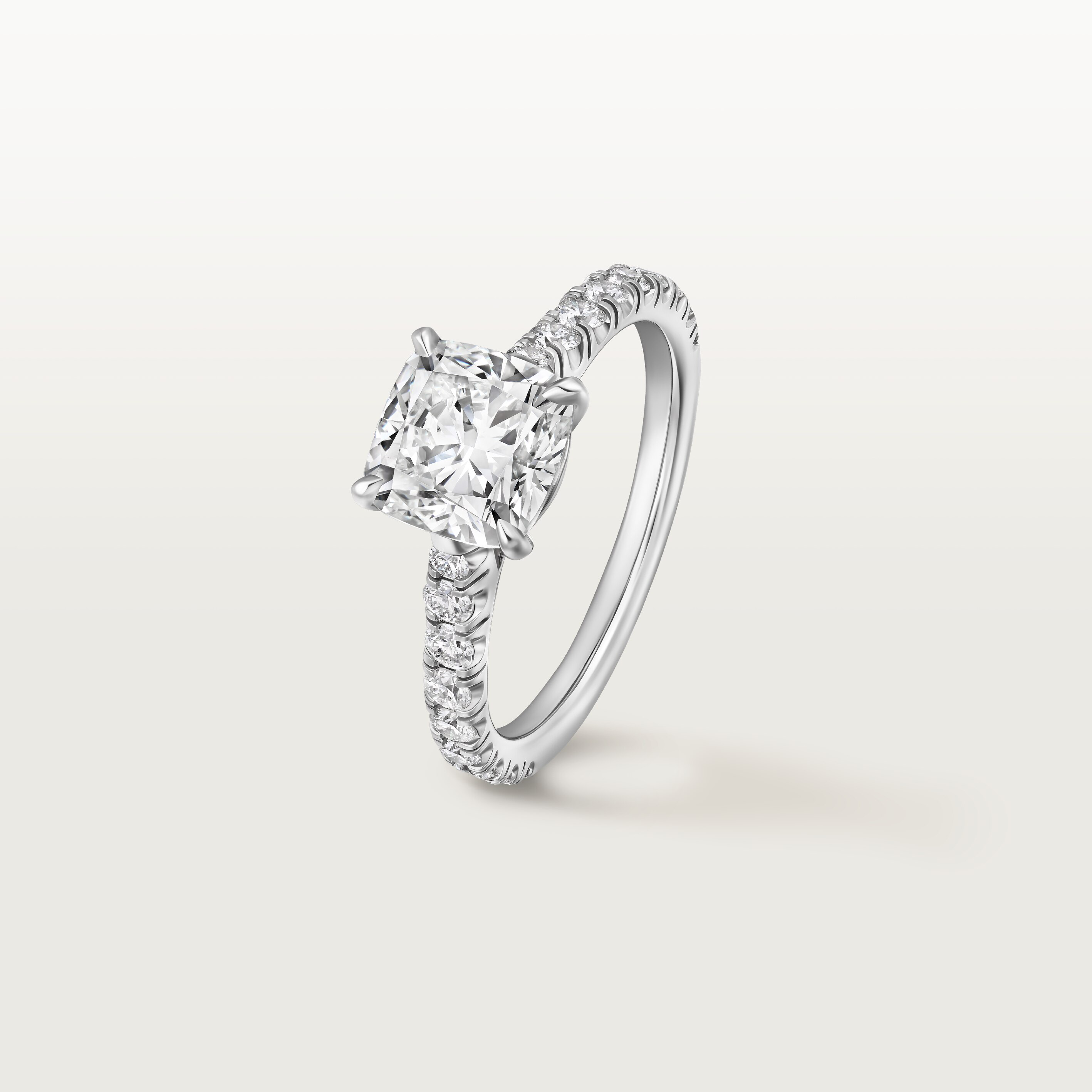 1895 solitaire, cushion-cut diamond, paved 