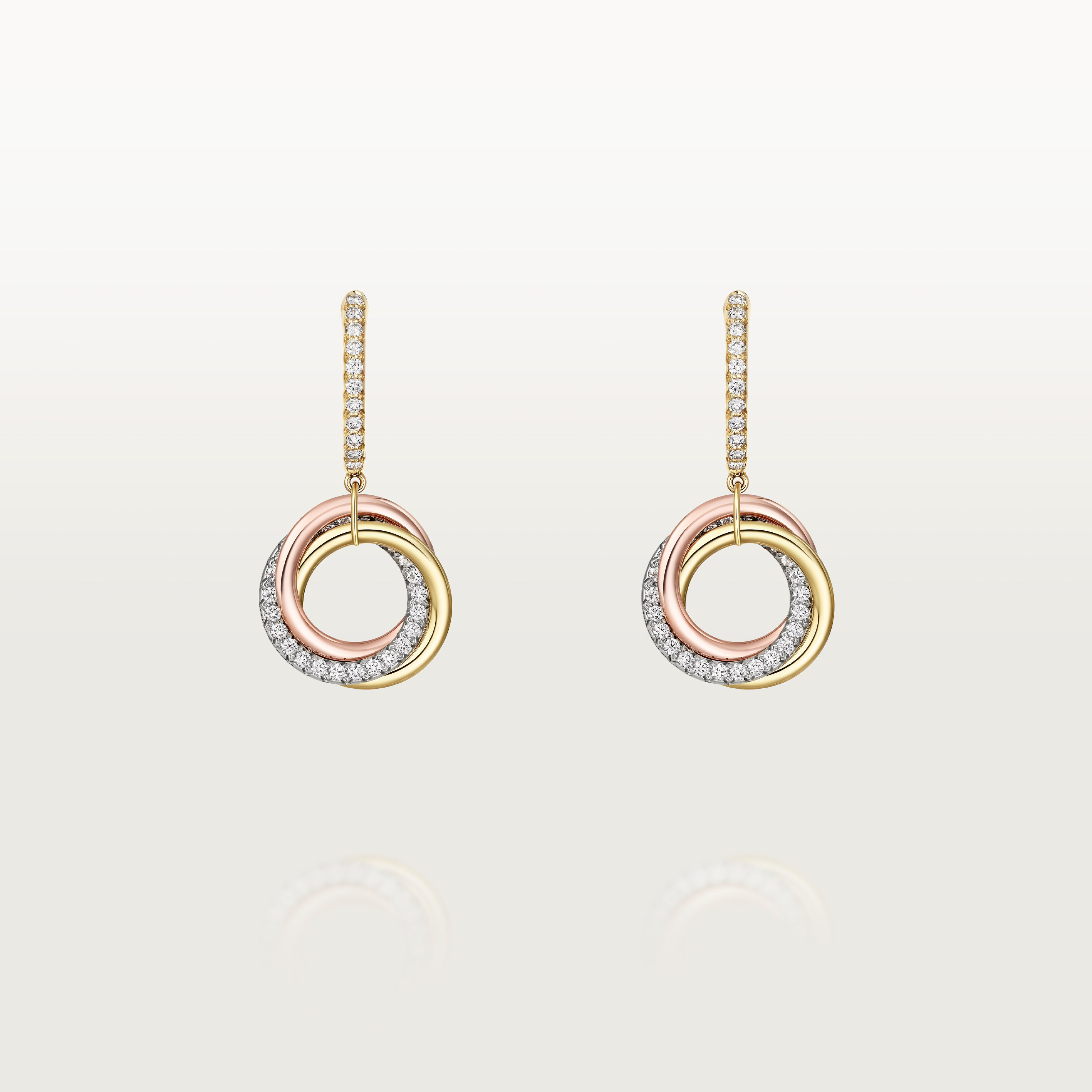 Trinity earrings, half-paved