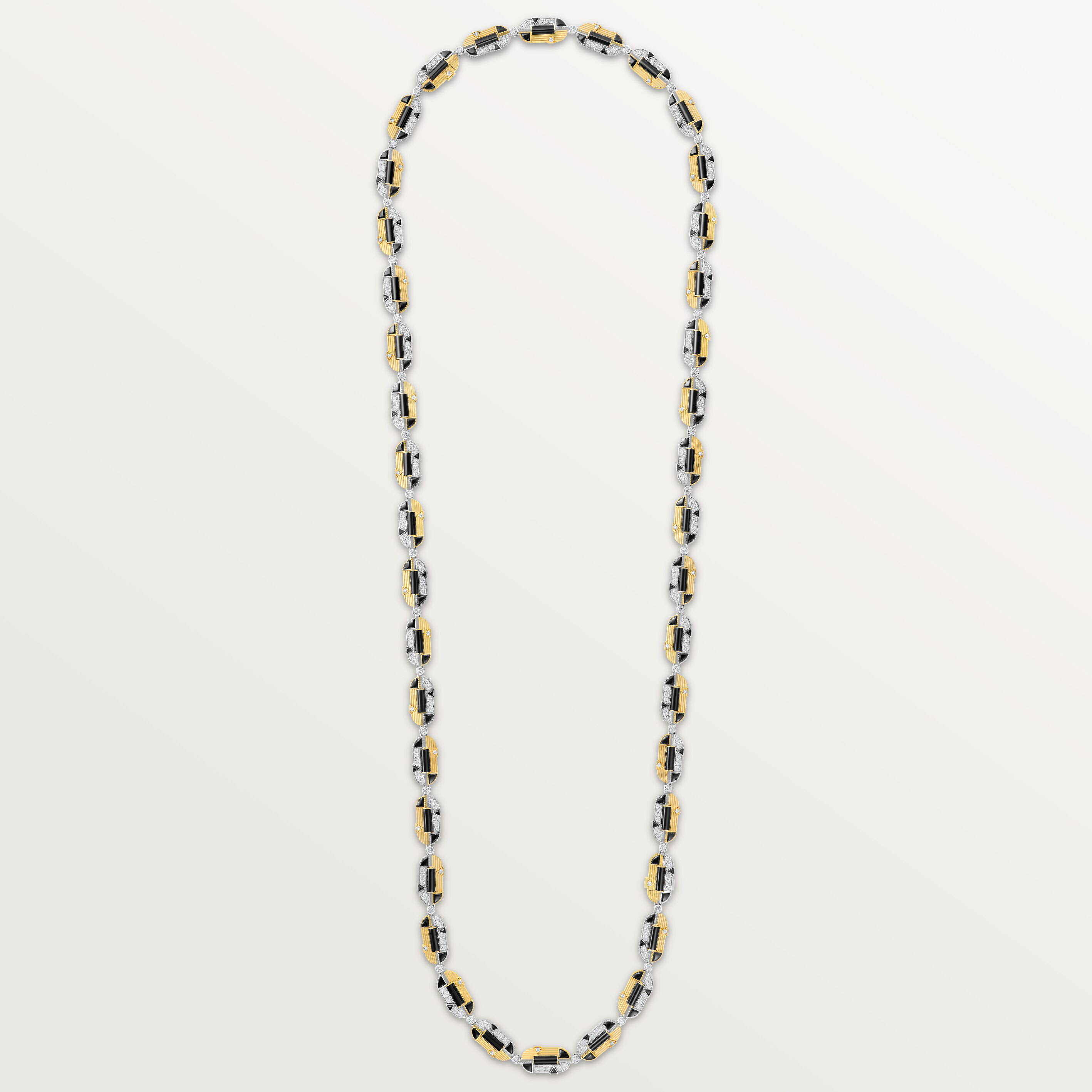 &nbsp;Geometry & Contrastes necklace, onyx, transformable, paved