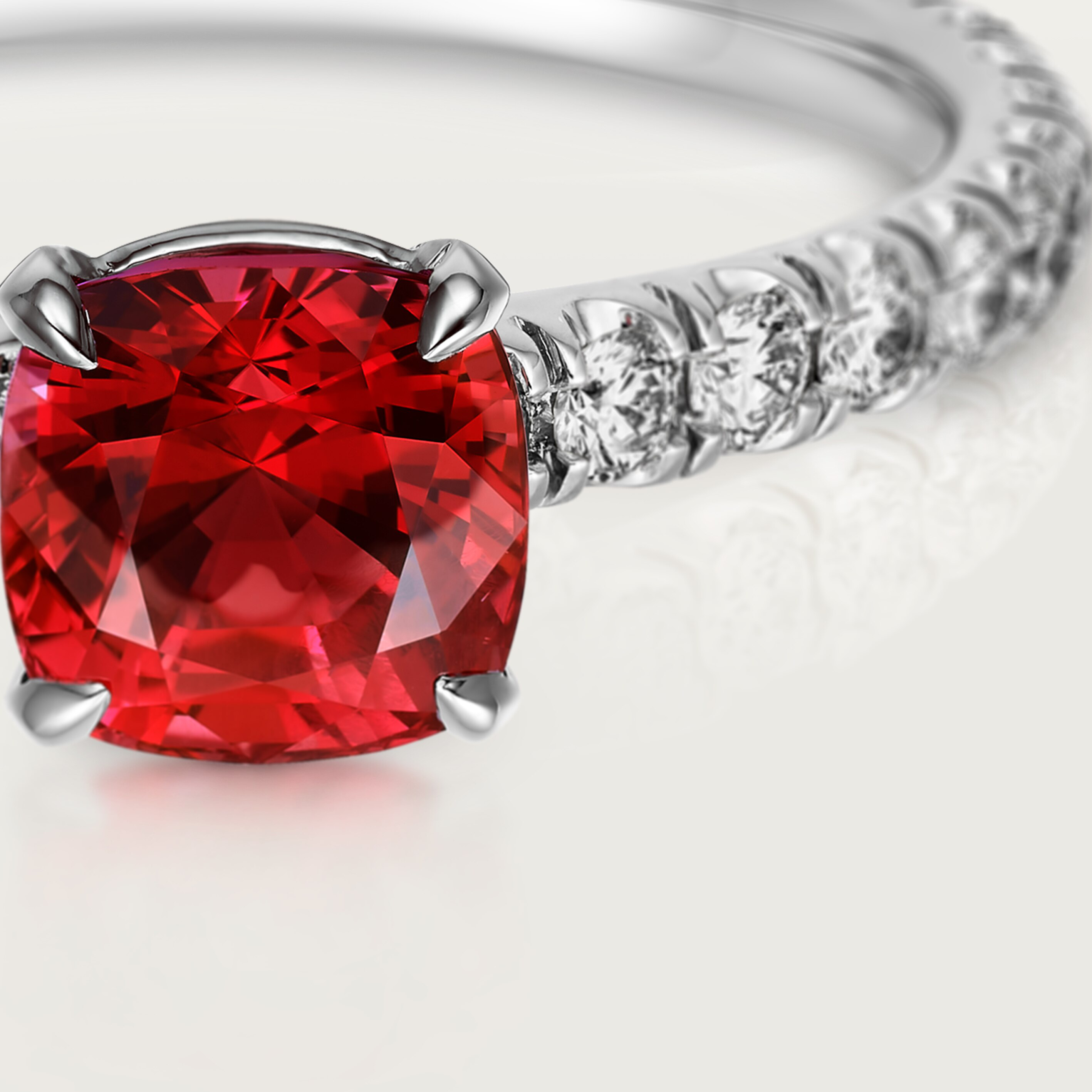 1895 solitaire, cushion-cut ruby, paved , image 5
