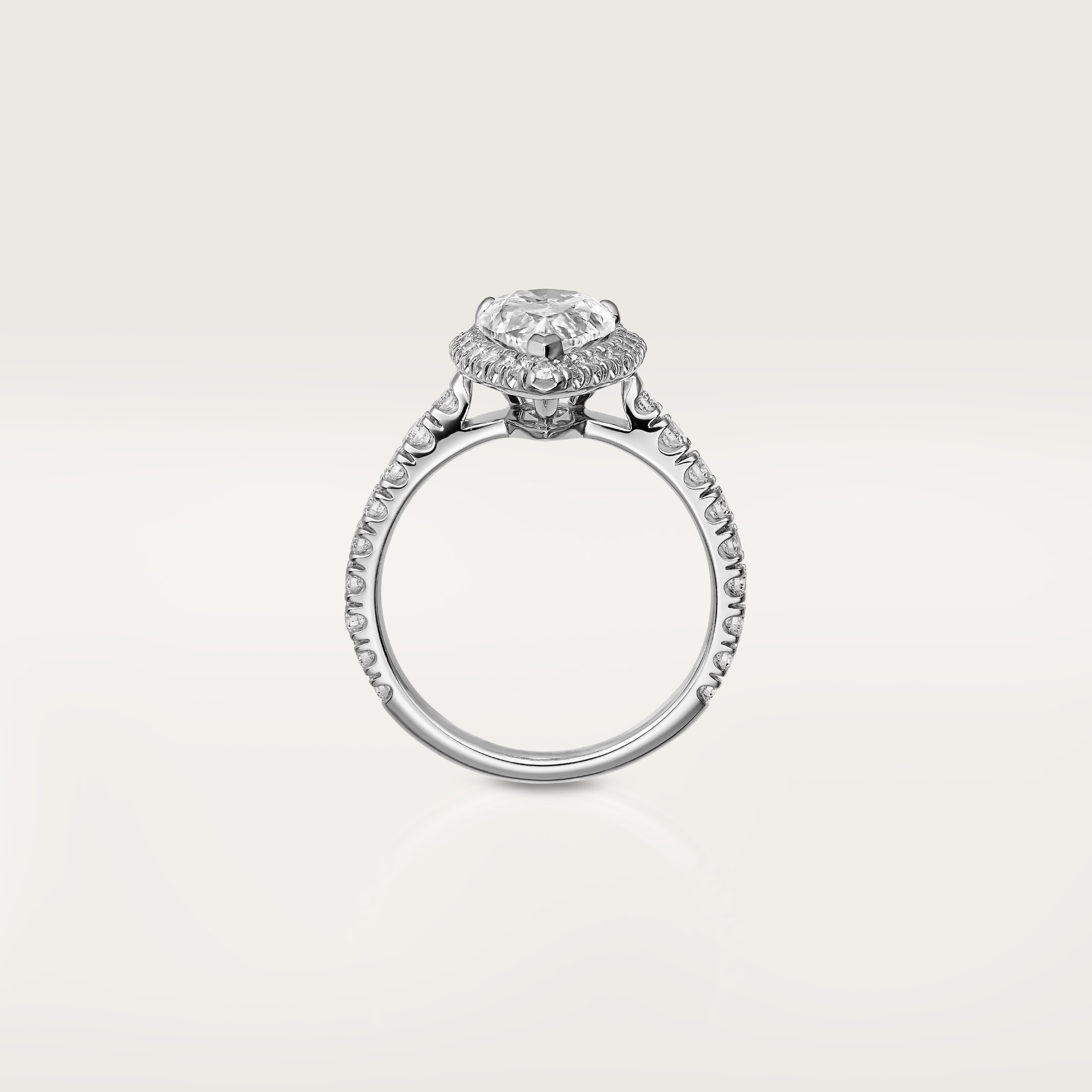 Cartier Destin&eacute;e solitaire, pear-shaped diamond, paved 