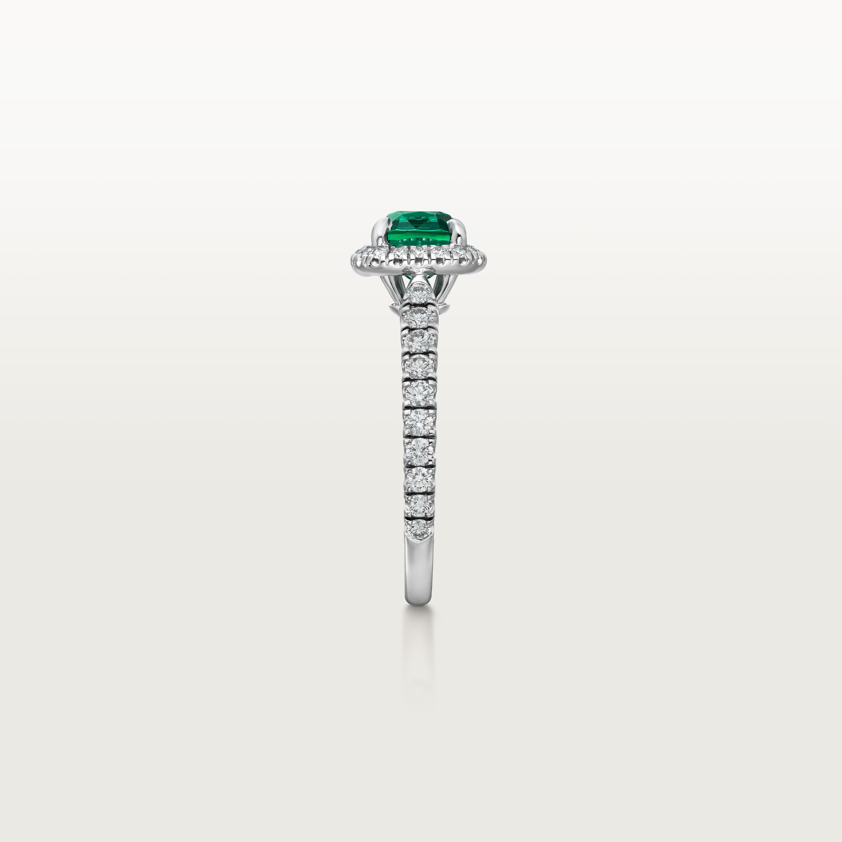 Cartier Destin&eacute;e solitaire, cushion-cut emerald, paved , image 7