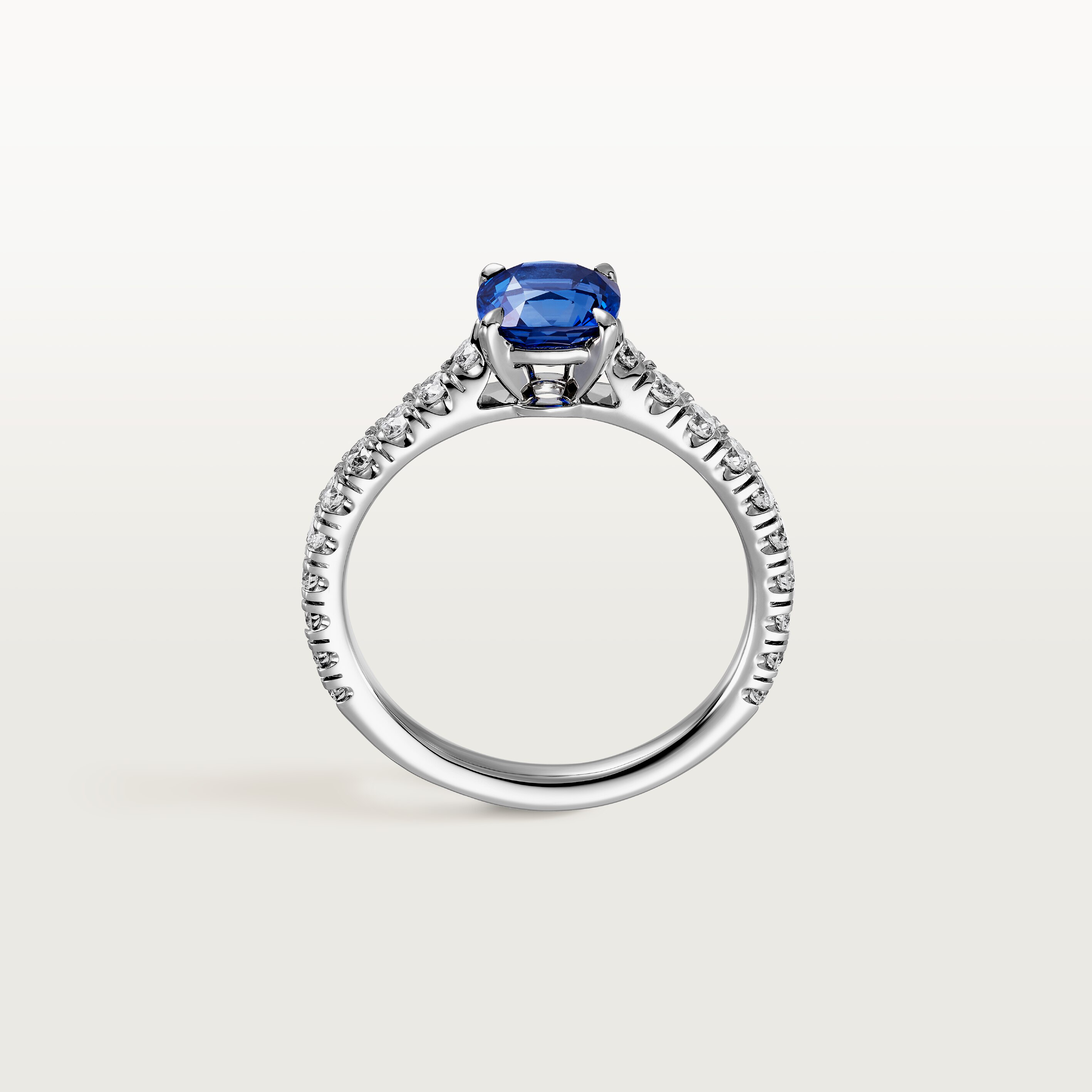 1895 solitaire, cushion-cut sapphire, paved 