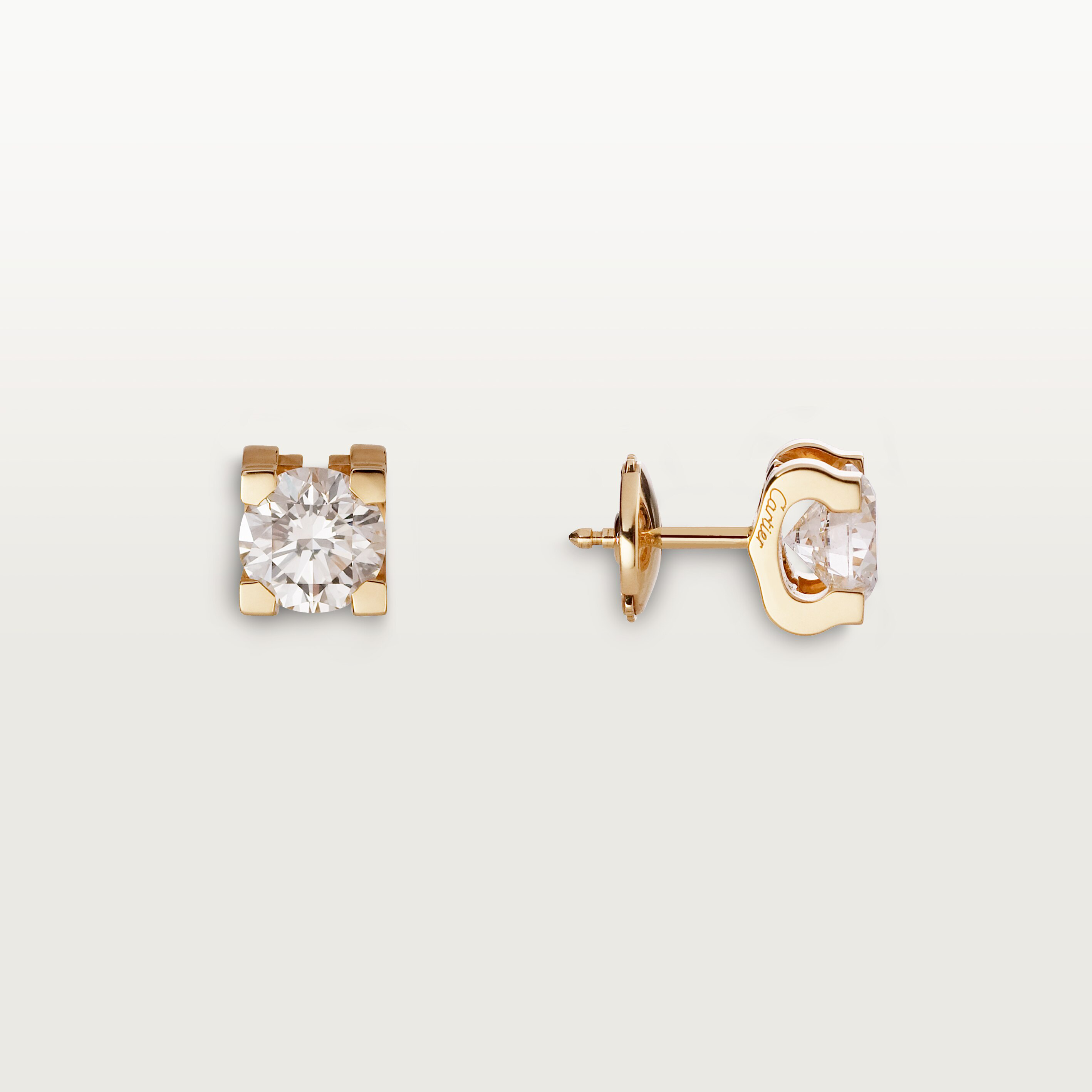 C de Cartier stud earrings, 2 brilliant-cut diamonds 