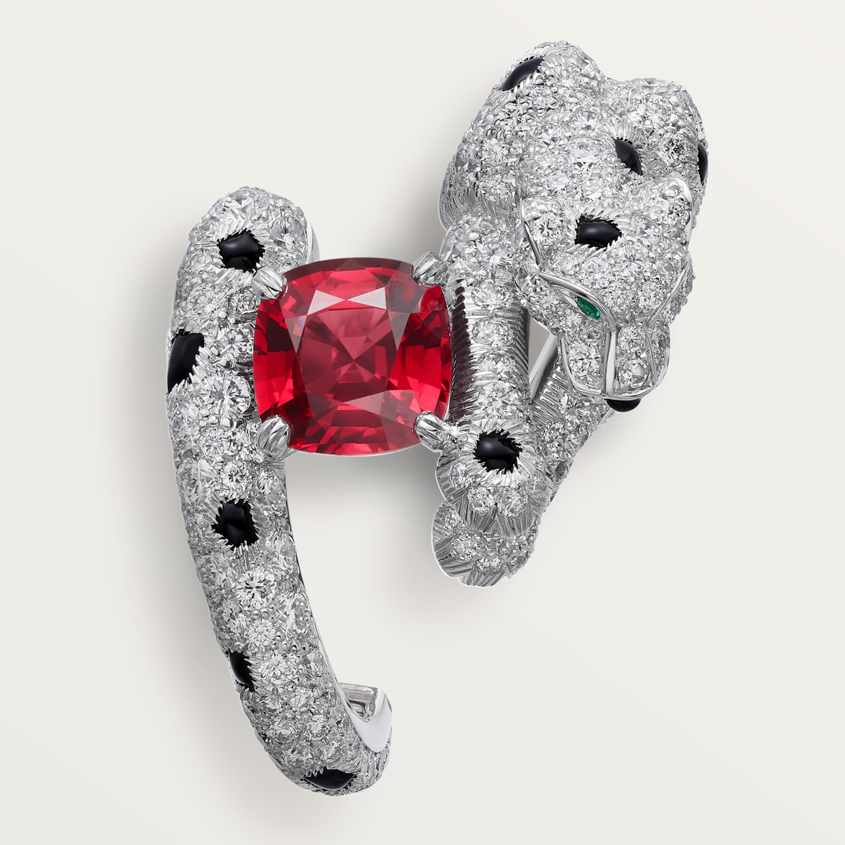 Panth&egrave;re de Cartier earrings, cushion-cut ruby, paved, image 5