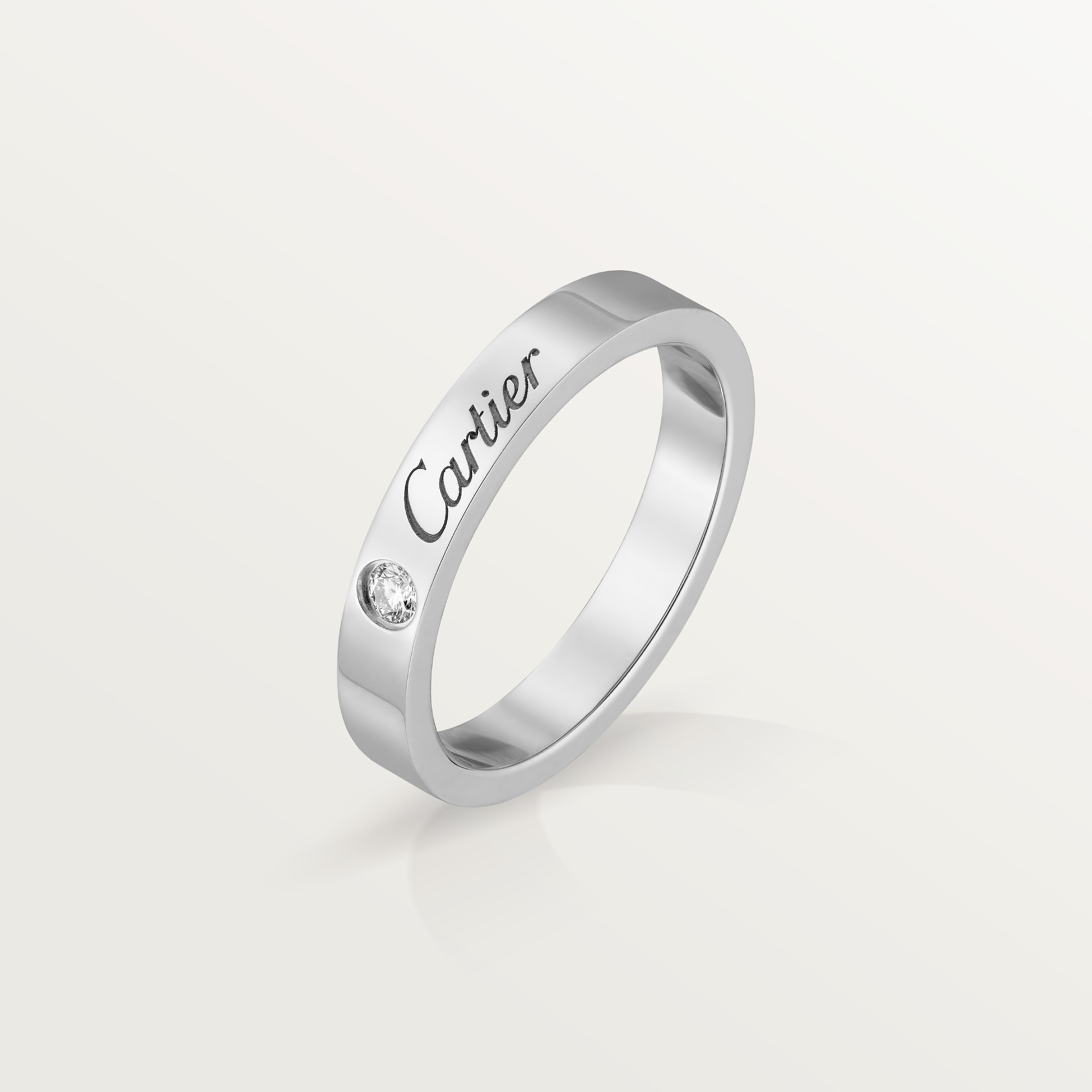 C de Cartier wedding band, 3 mm width, 1 diamond
