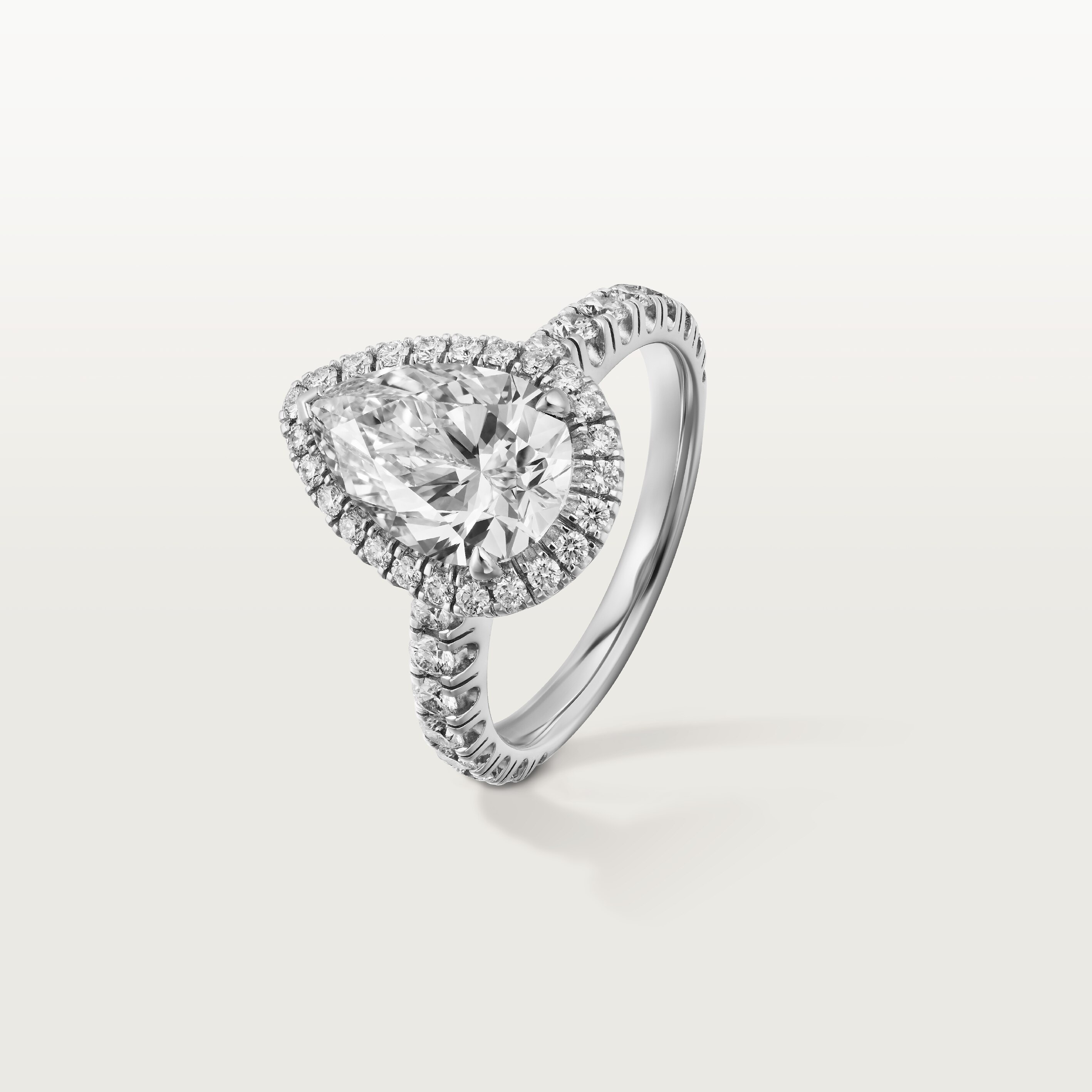Cartier Destin&eacute;e solitaire, pear-shaped diamond, paved 