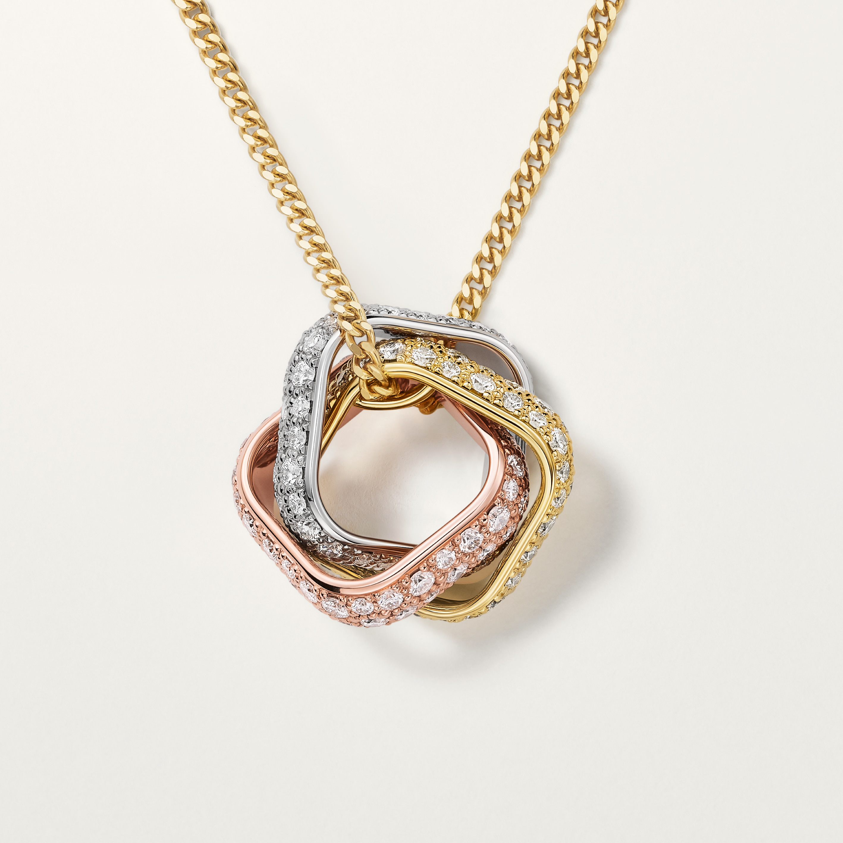 Trinity cushion pendant, paved