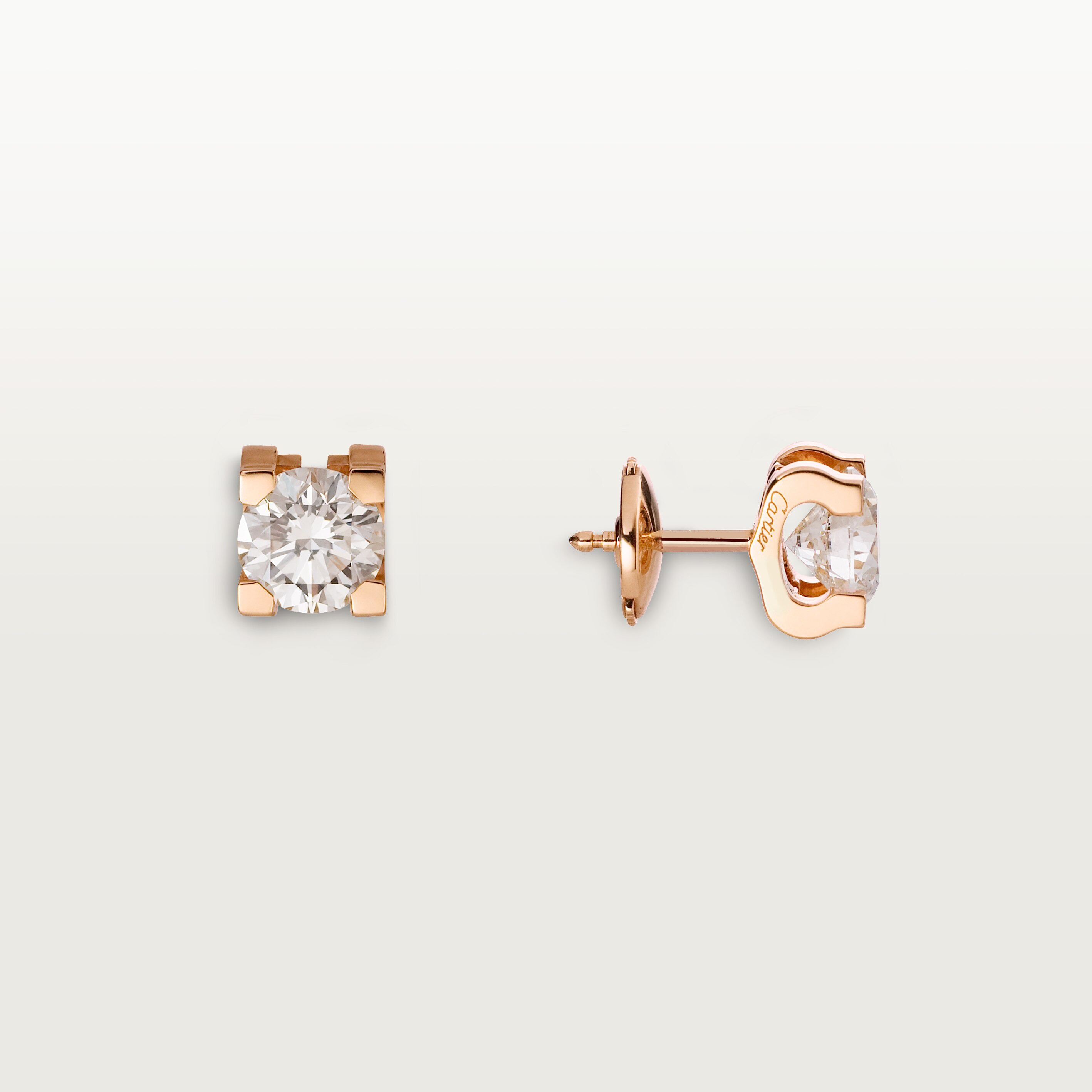 C de Cartier stud earrings, 2 brilliant-cut diamonds 