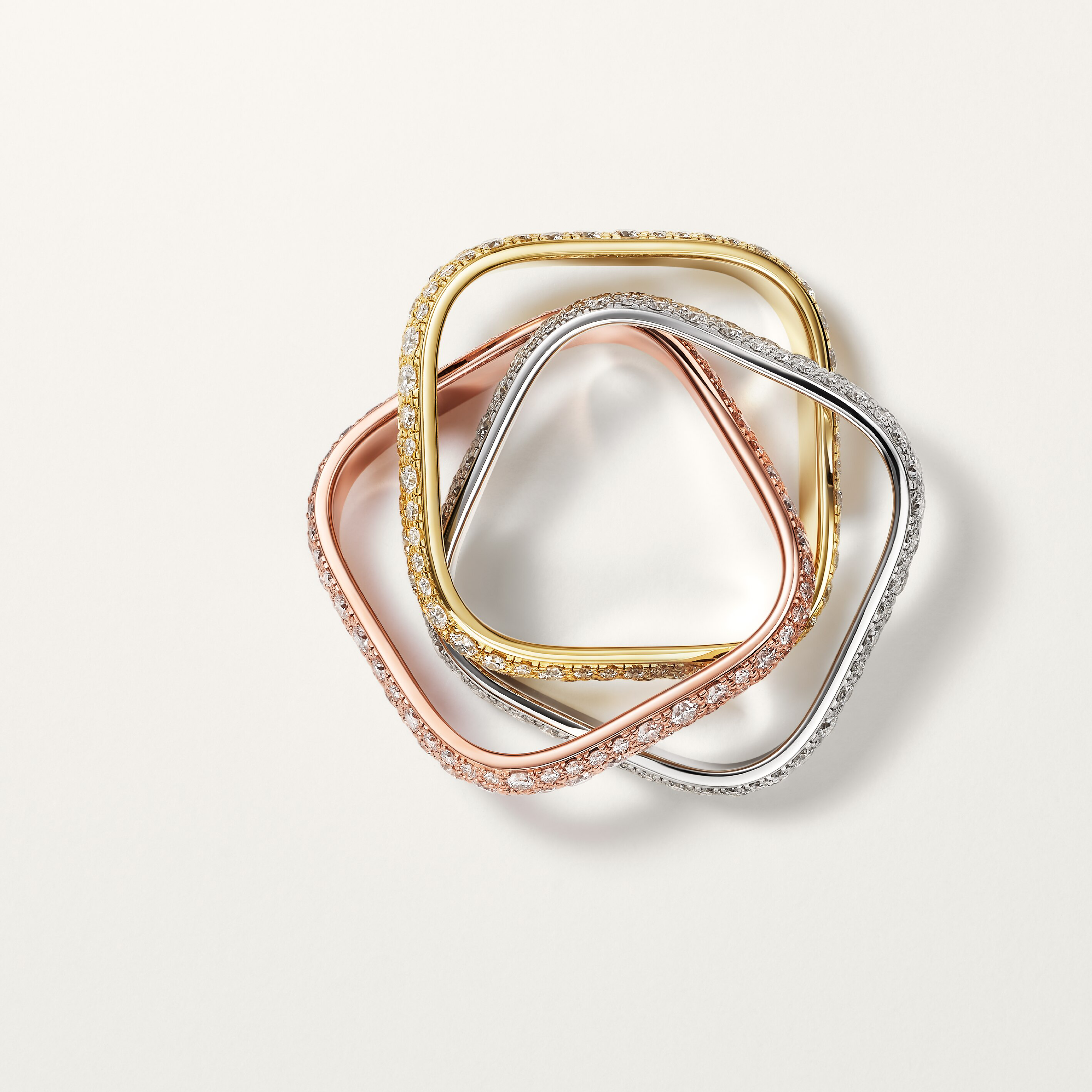 Trinity cushion ring, classic model, paved