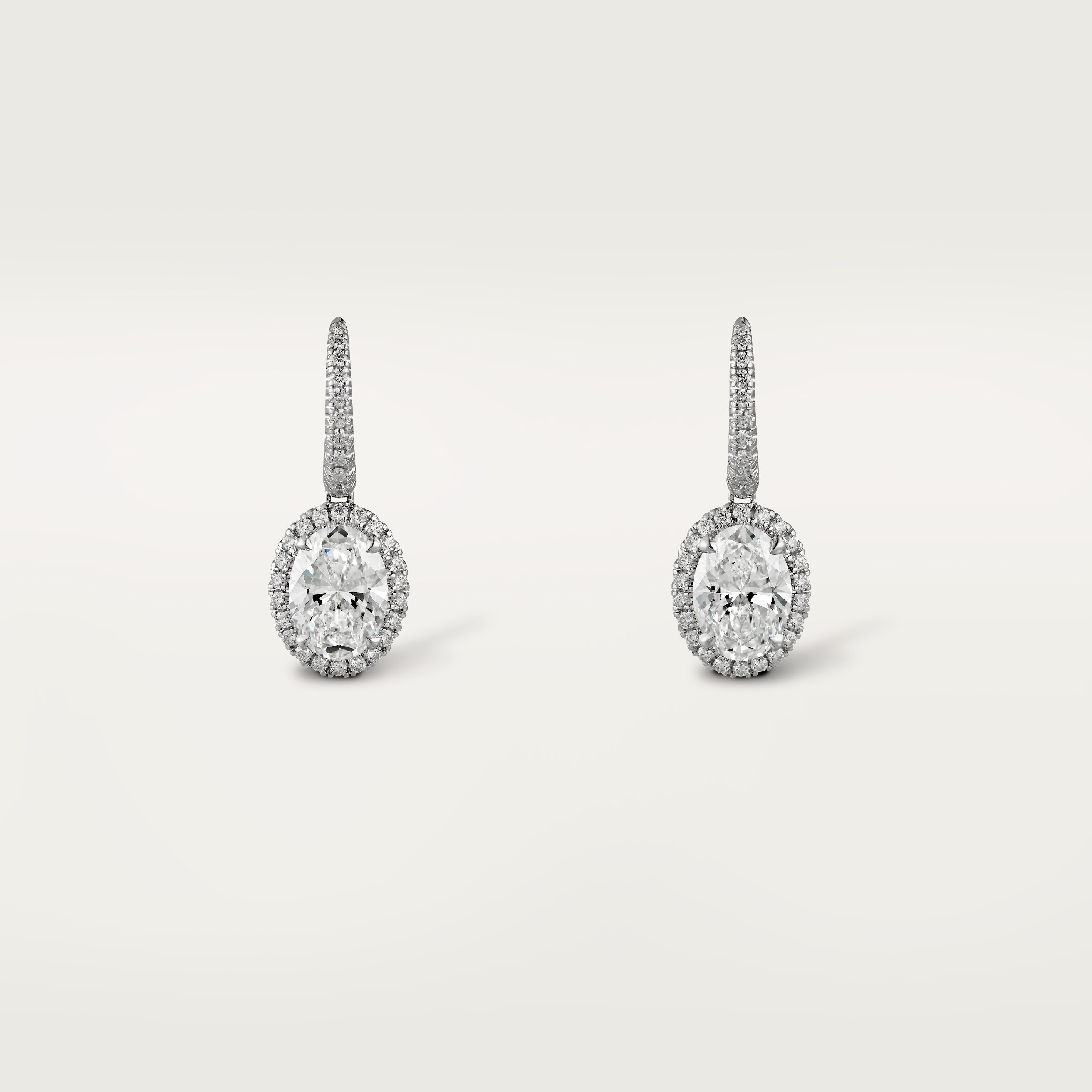 Cartier Destin&eacute;e sleeper earrings, 2 oval-cut diamonds, paved 