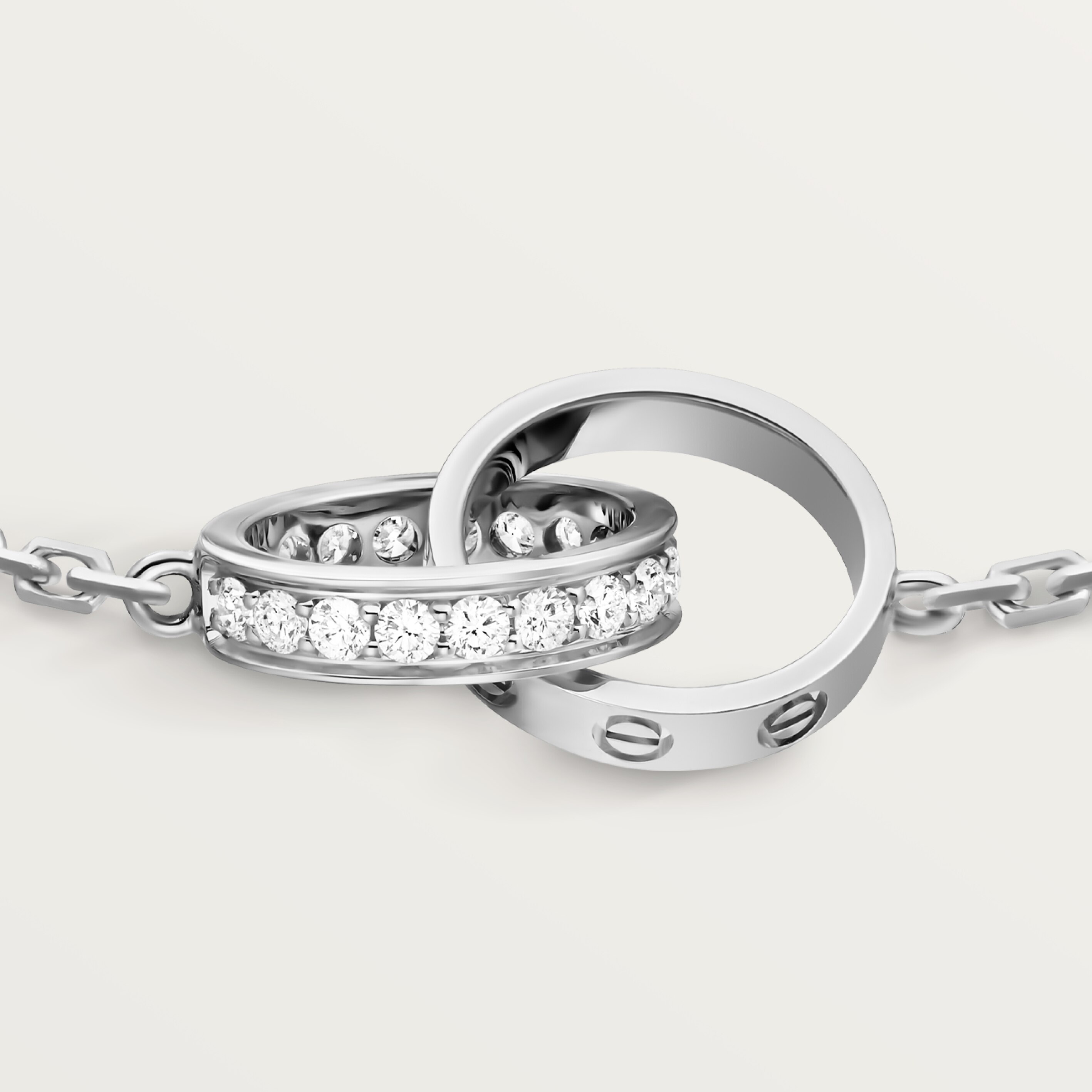 #LOVE# bracelet, on chain, half-paved