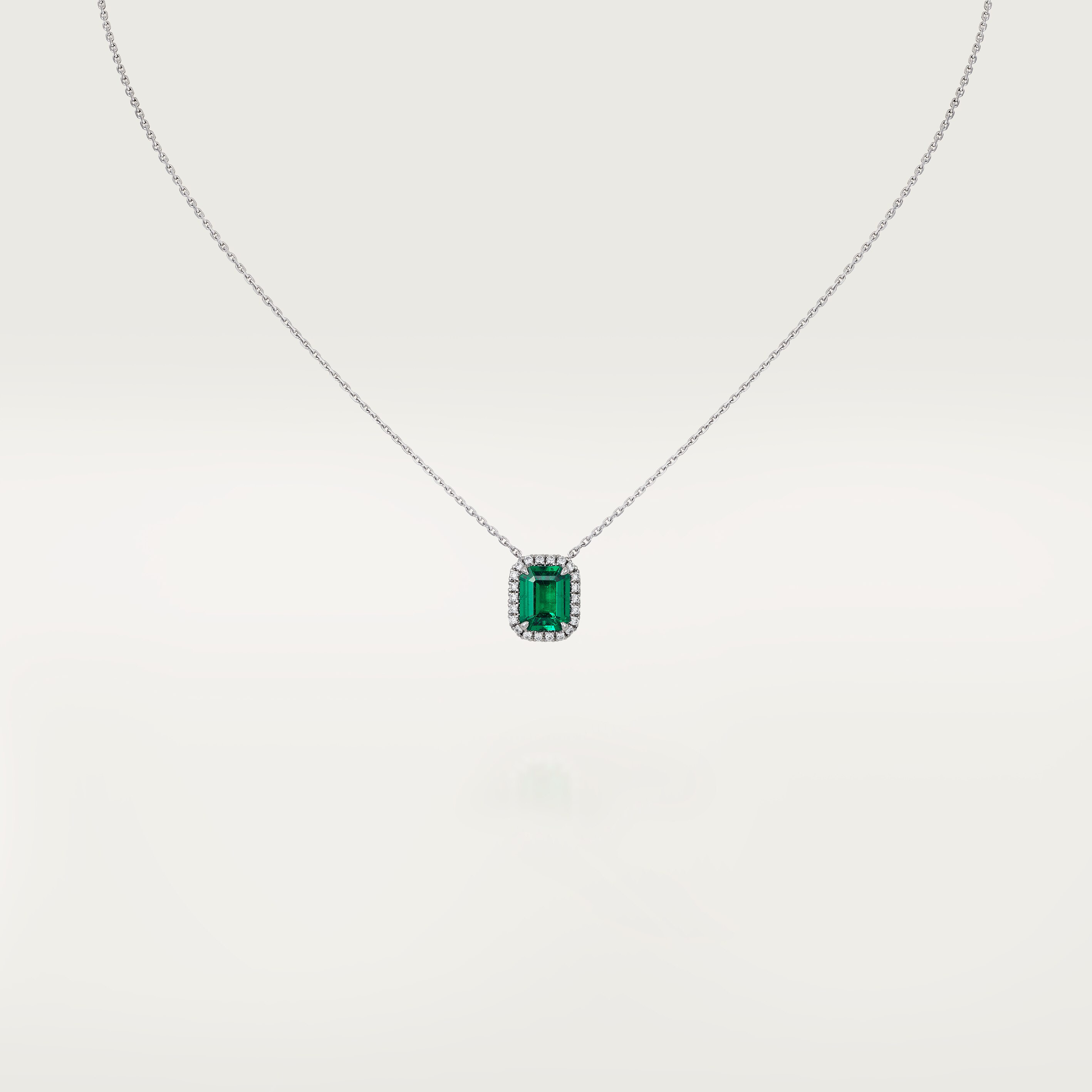 Cartier Destin&eacute;e pendant, emerald-cut emerald, paved 