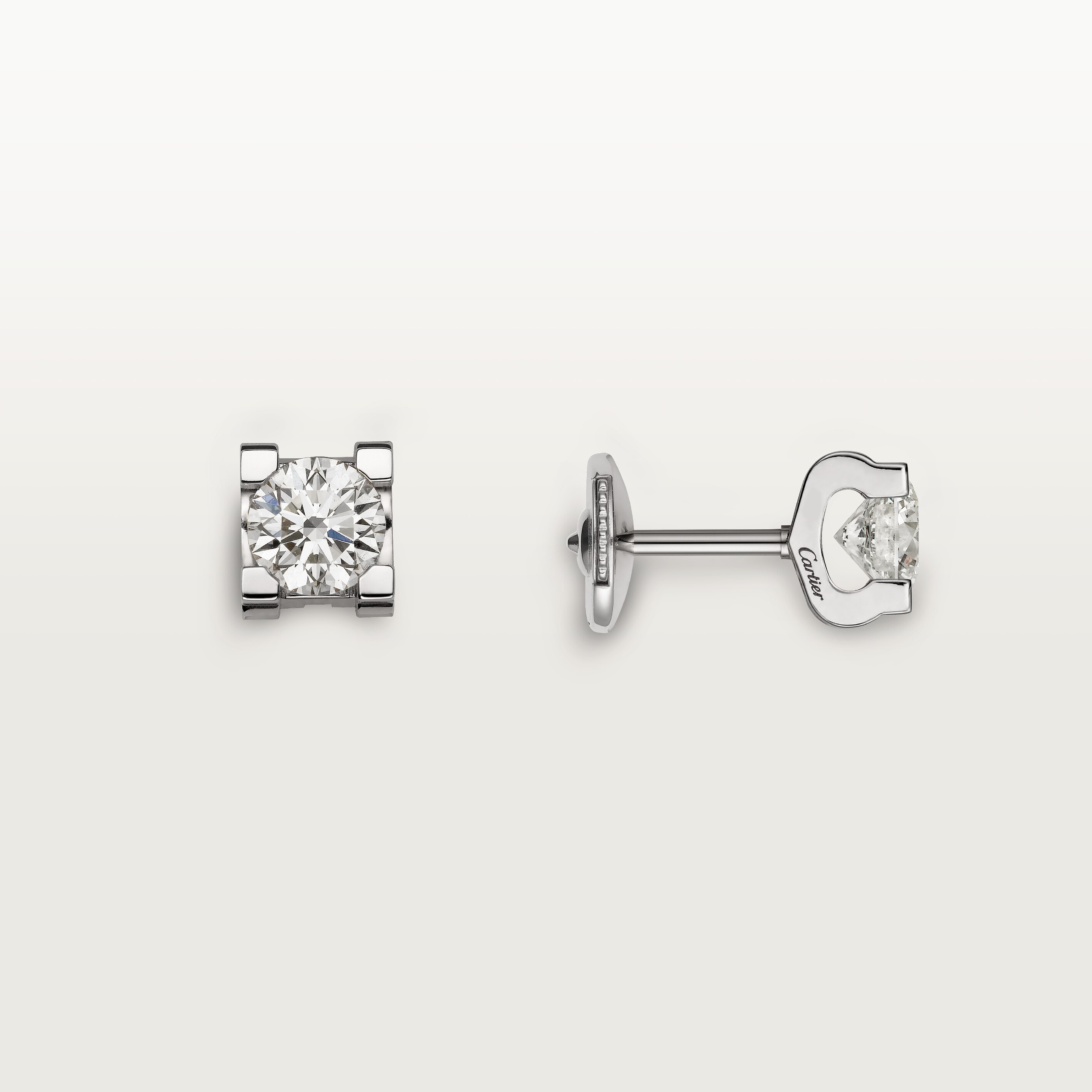 C de Cartier stud earrings, 2 brilliant-cut diamonds 