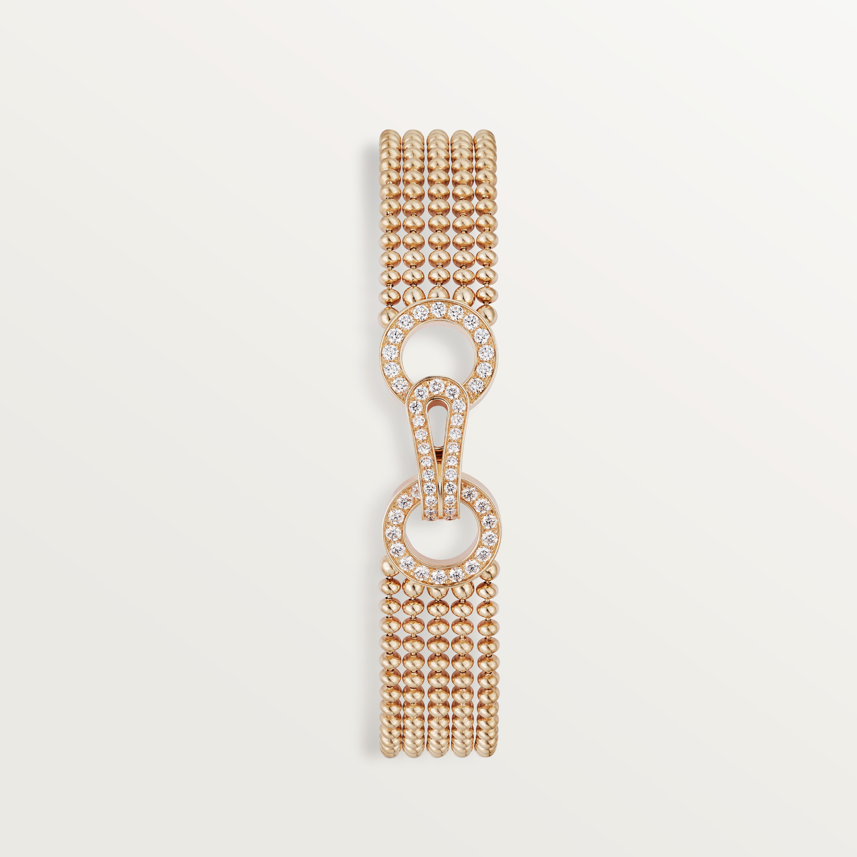 Agrafe bracelet, small model, half-paved