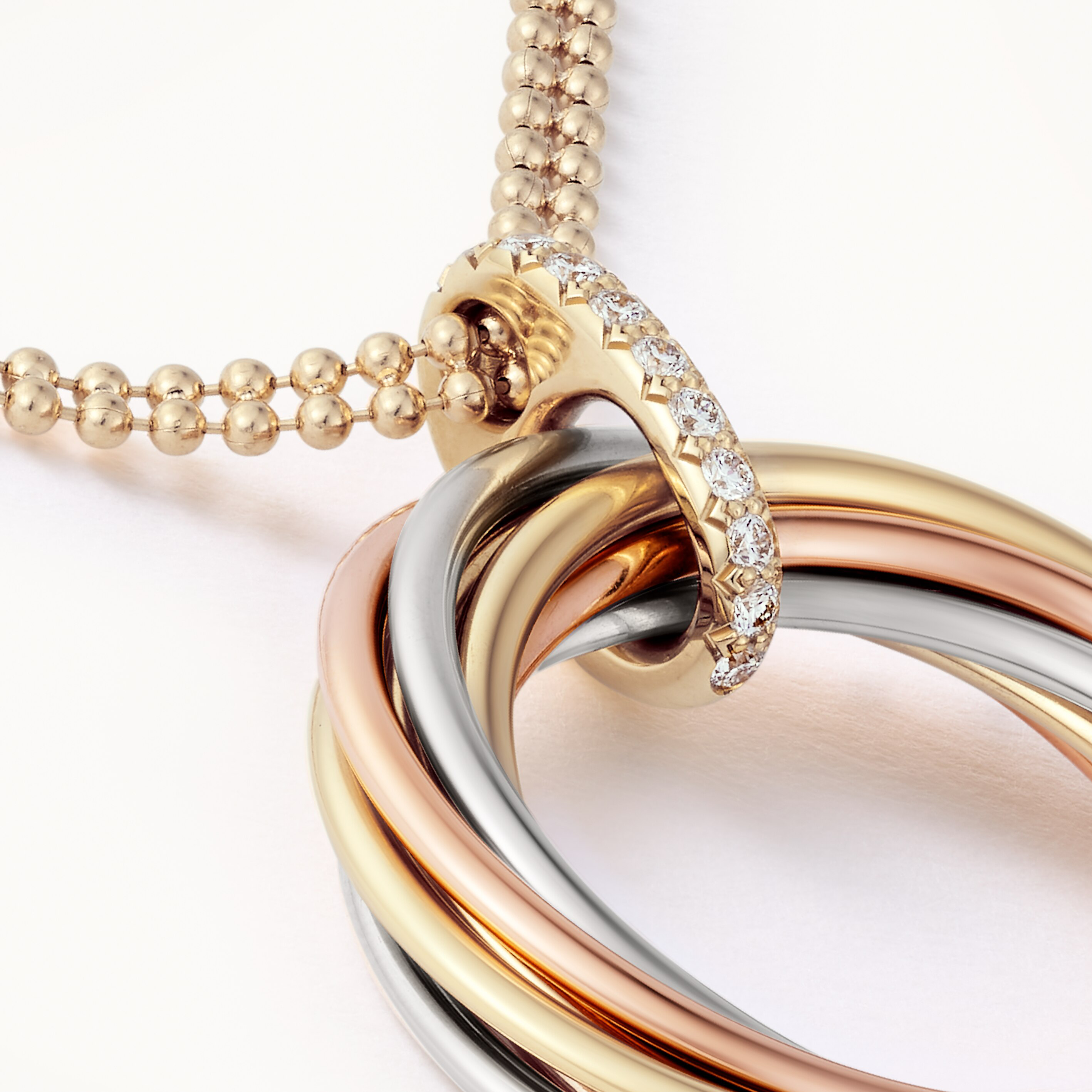 Trinity pendant, seven rows, diamonds