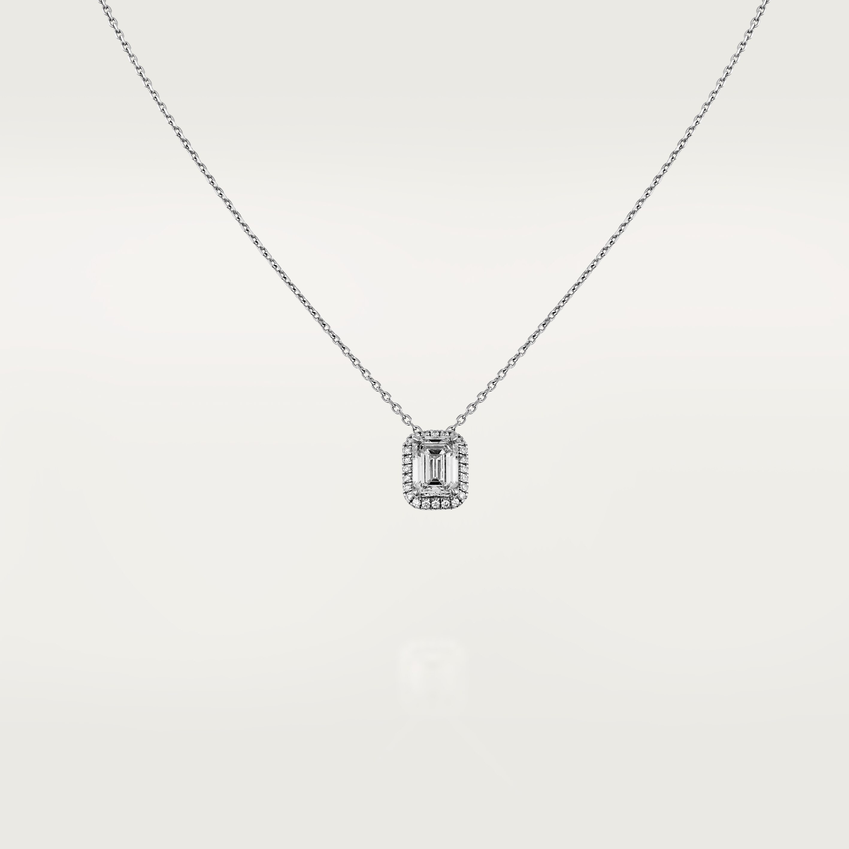 Cartier Destin&eacute;e pendant, emerald-cut diamond, paved 