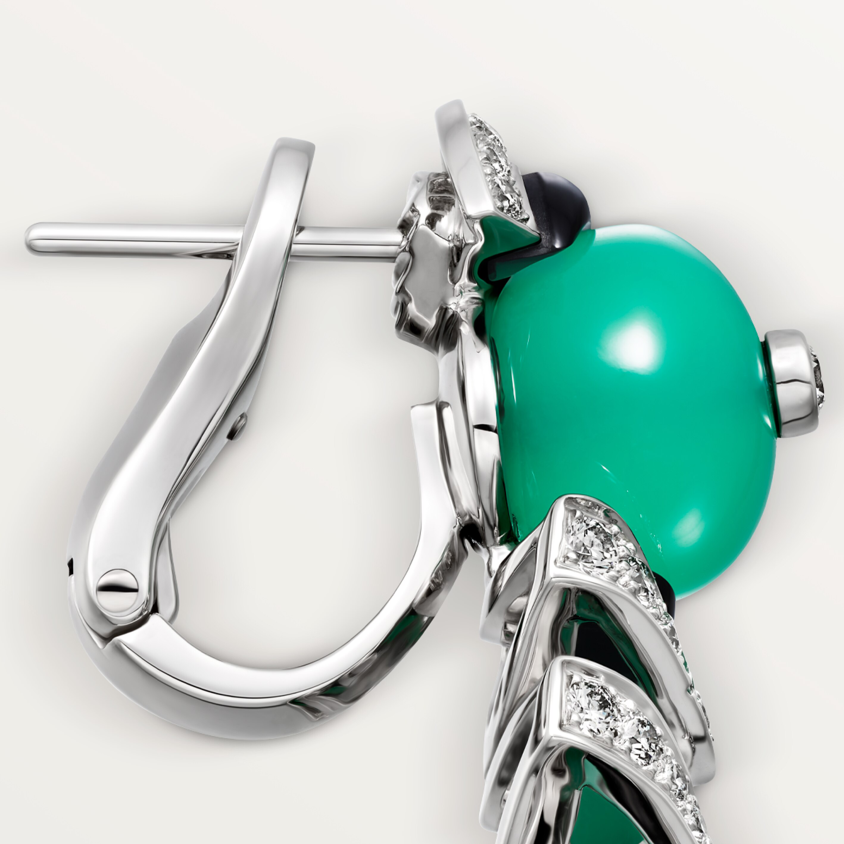 &nbsp;Geometry & Contrastes earrings, chrysoprase, paved, image 4