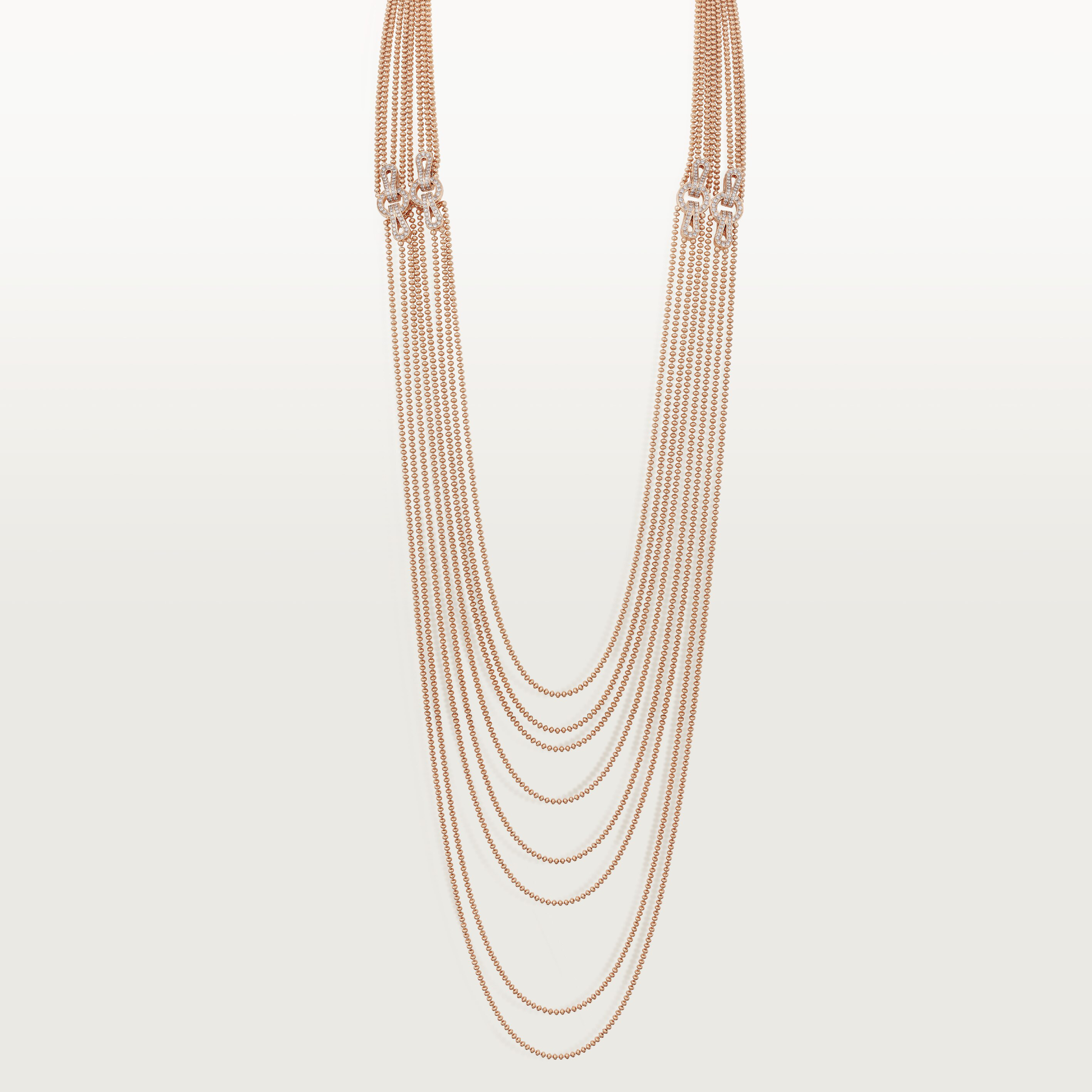 Agrafe long necklace, semi-paved