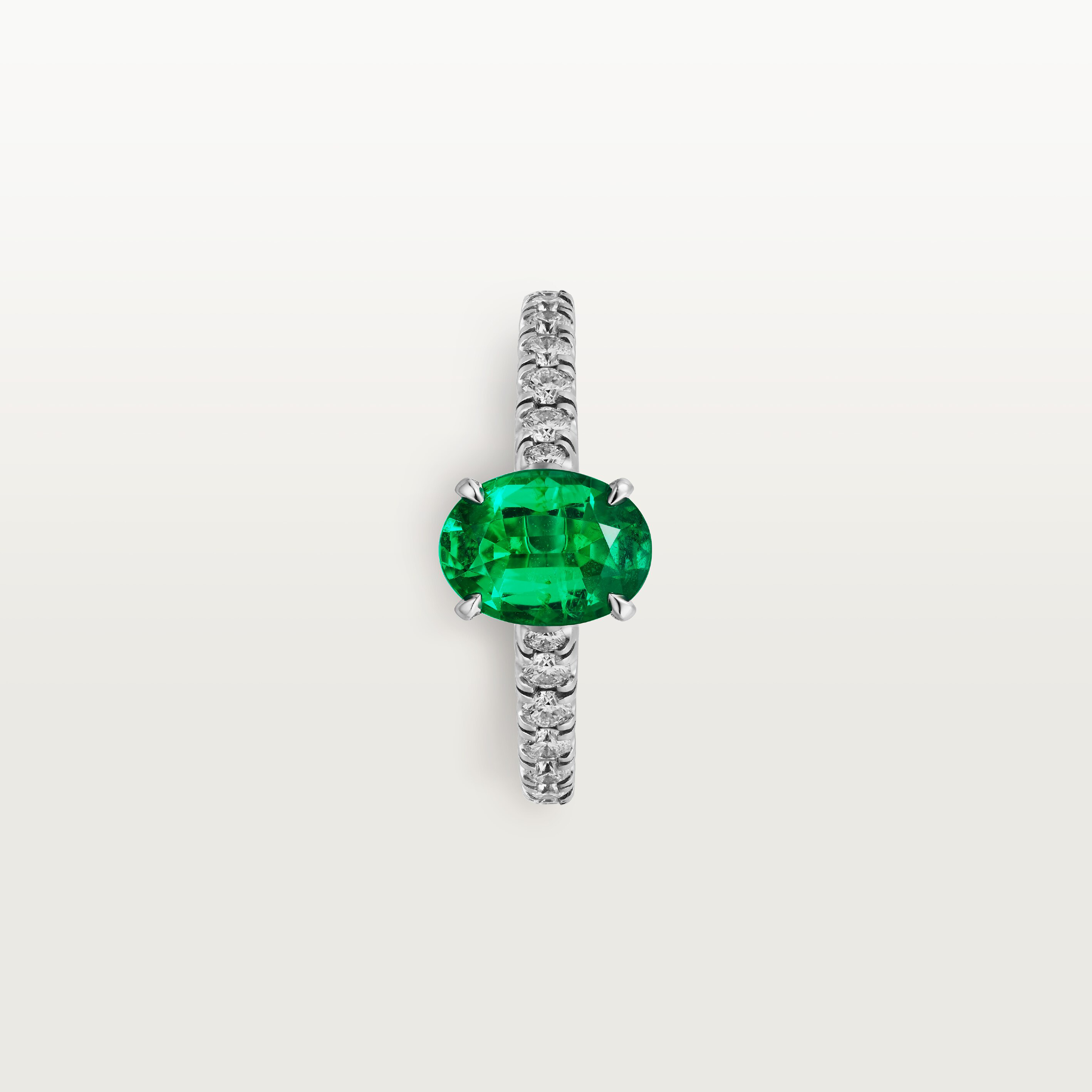 1895 solitaire, oval-cut emerald, paved , image 6