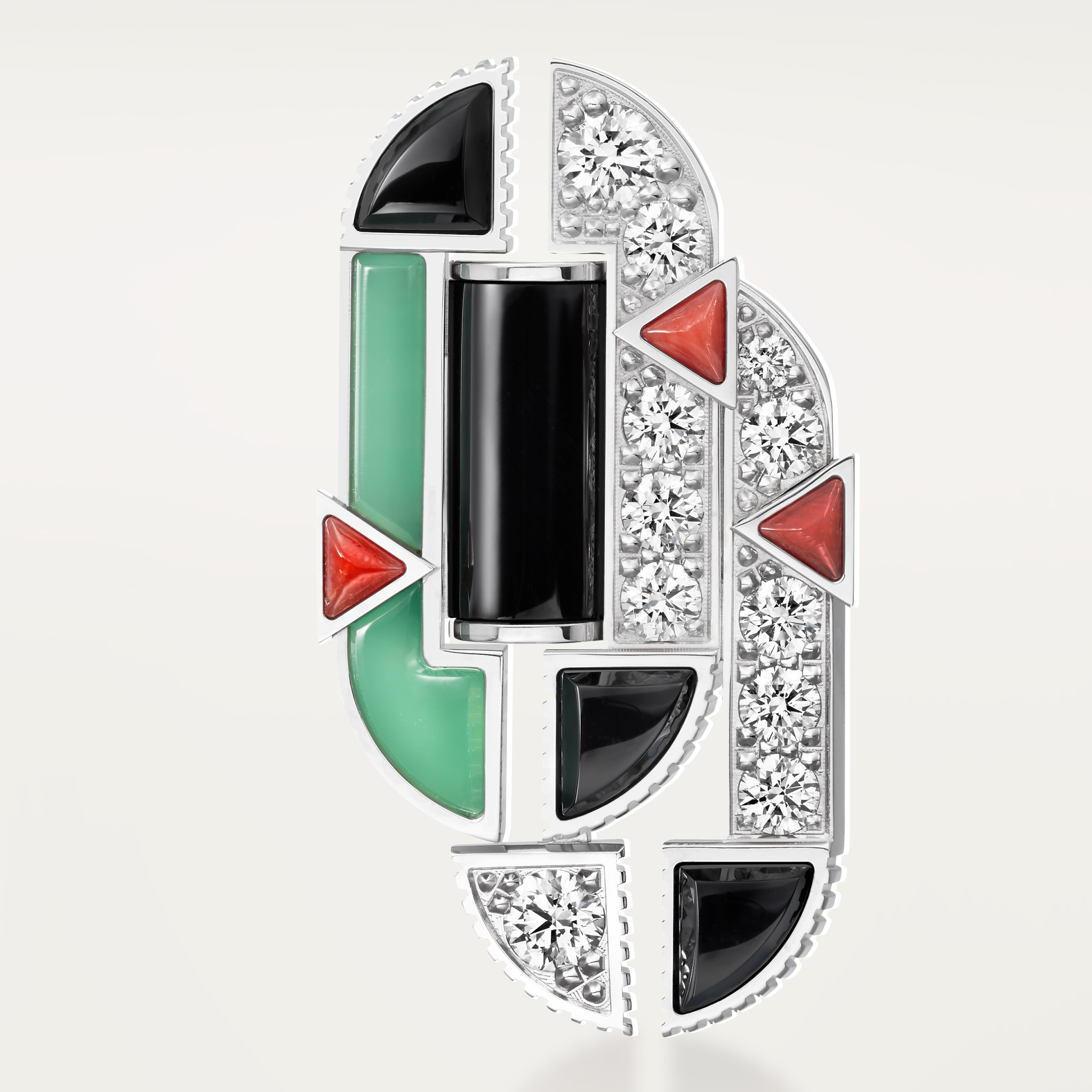 G&eacute;om&eacute;trie & Contrastes earrings, chrysoprase, paved, image 7