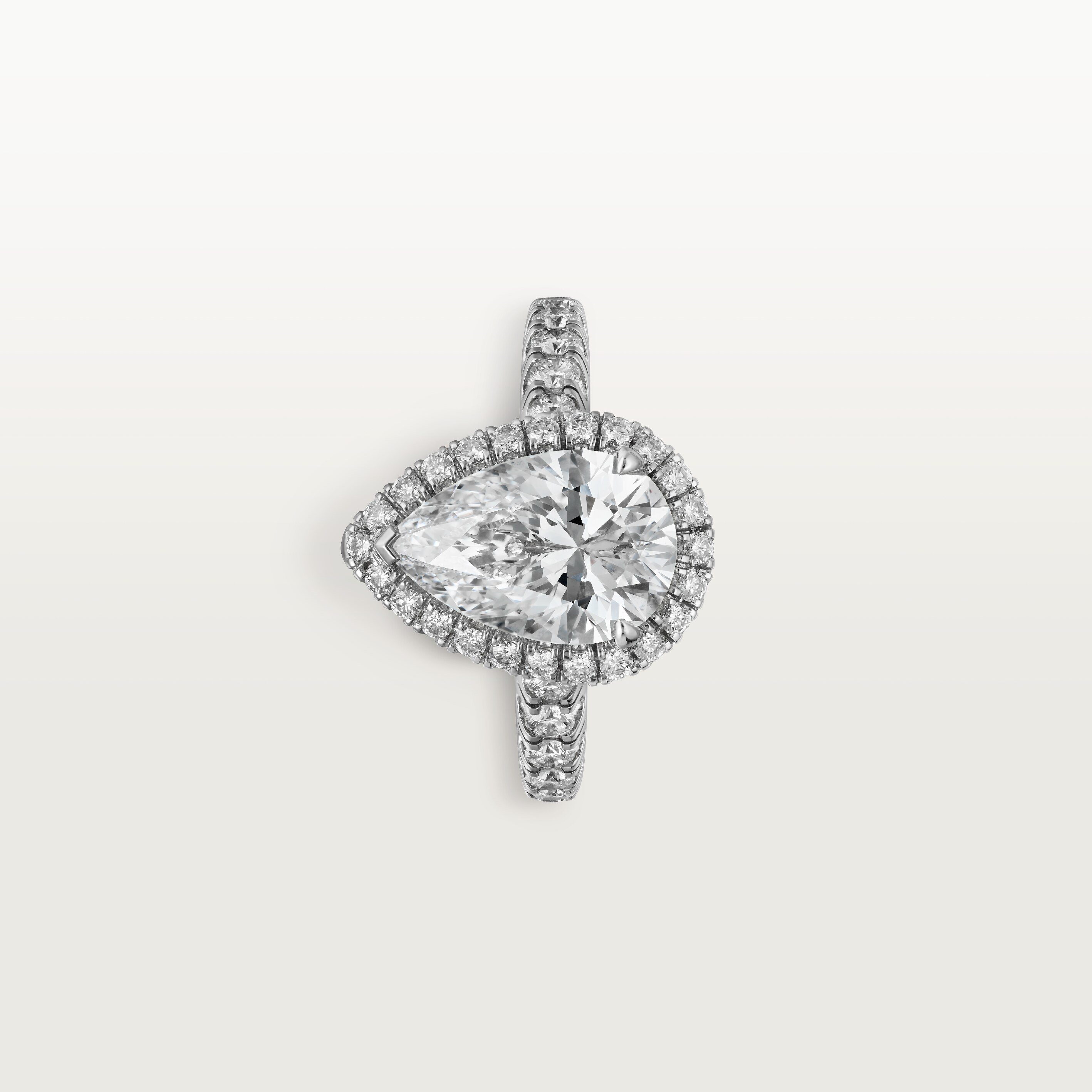 Cartier Destin&eacute;e solitaire, pear-shaped diamond, paved 