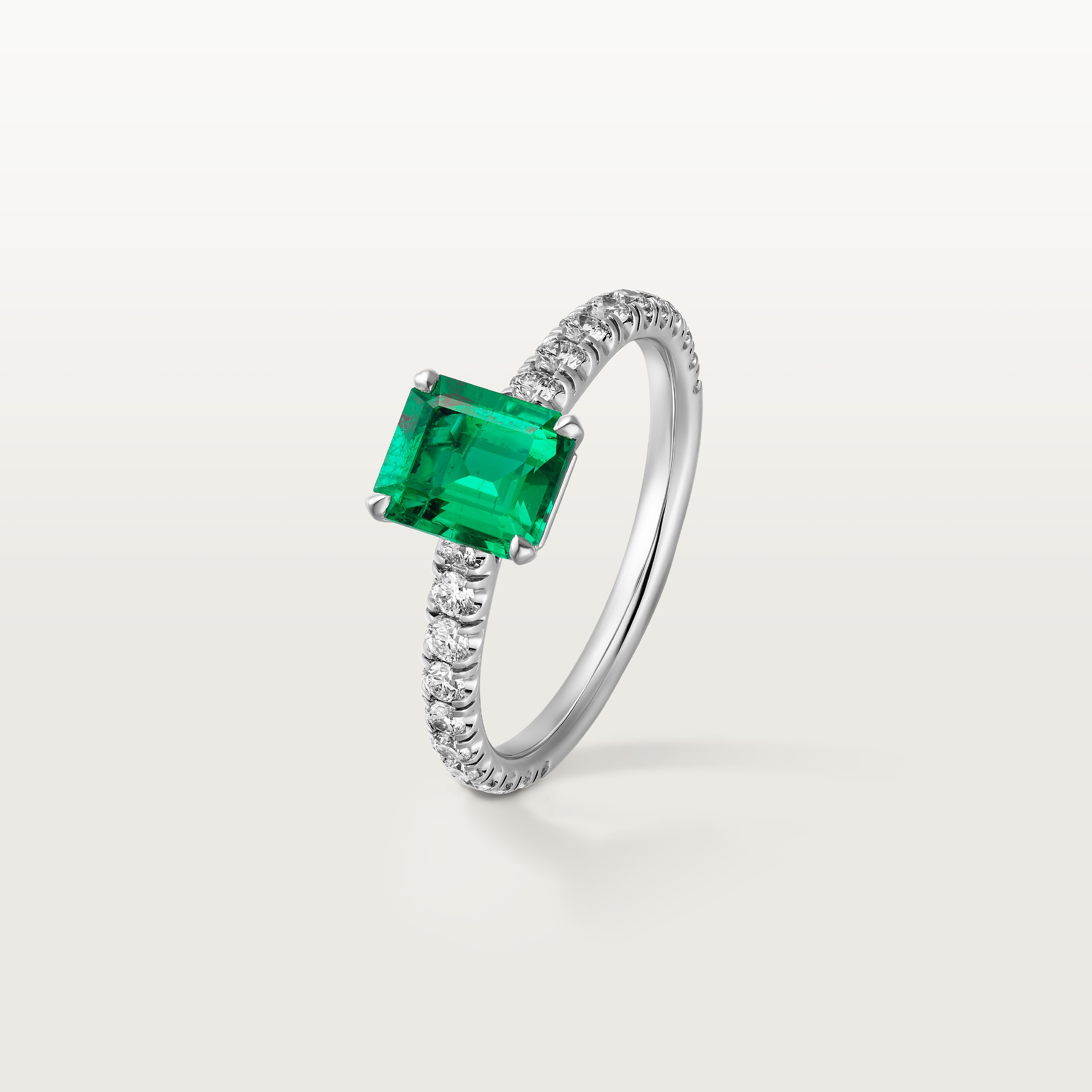 1895 solitaire, emerald-cut emerald, paved 
