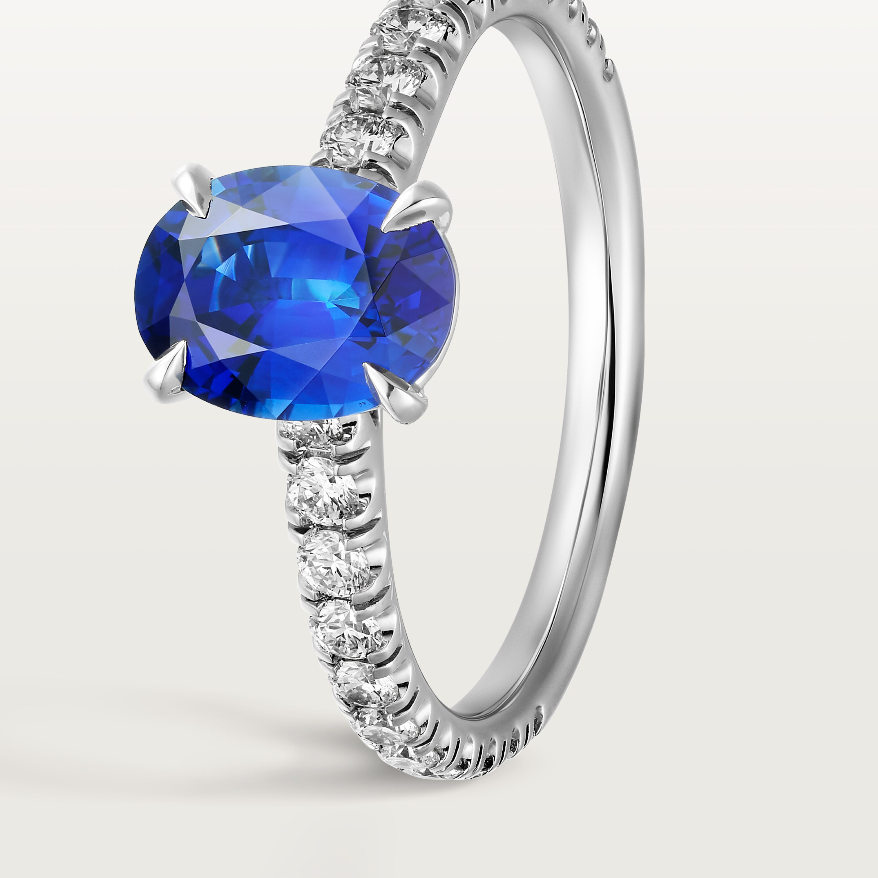 1895 solitaire, oval-cut sapphire, paved , image 6