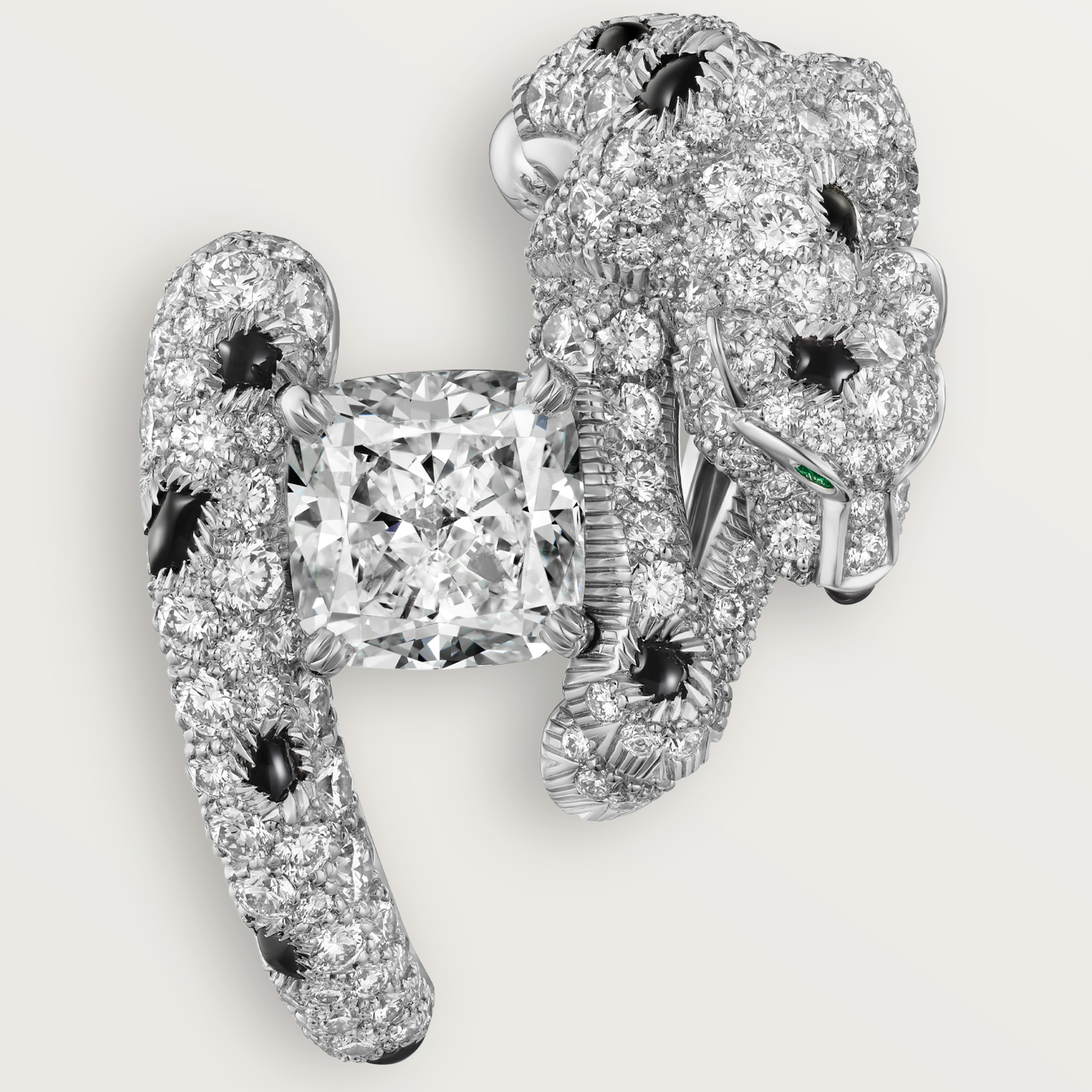 Panth&egrave;re de Cartier earrings, cushion-cut diamond, paved, image 5