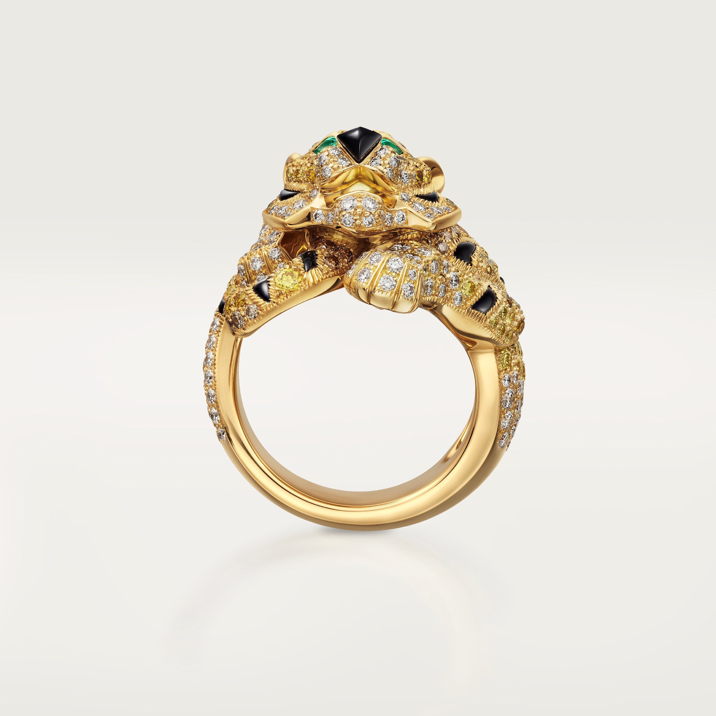 Faune et Flore de Cartier ring, yellow, orange and brown diamonds, paved 