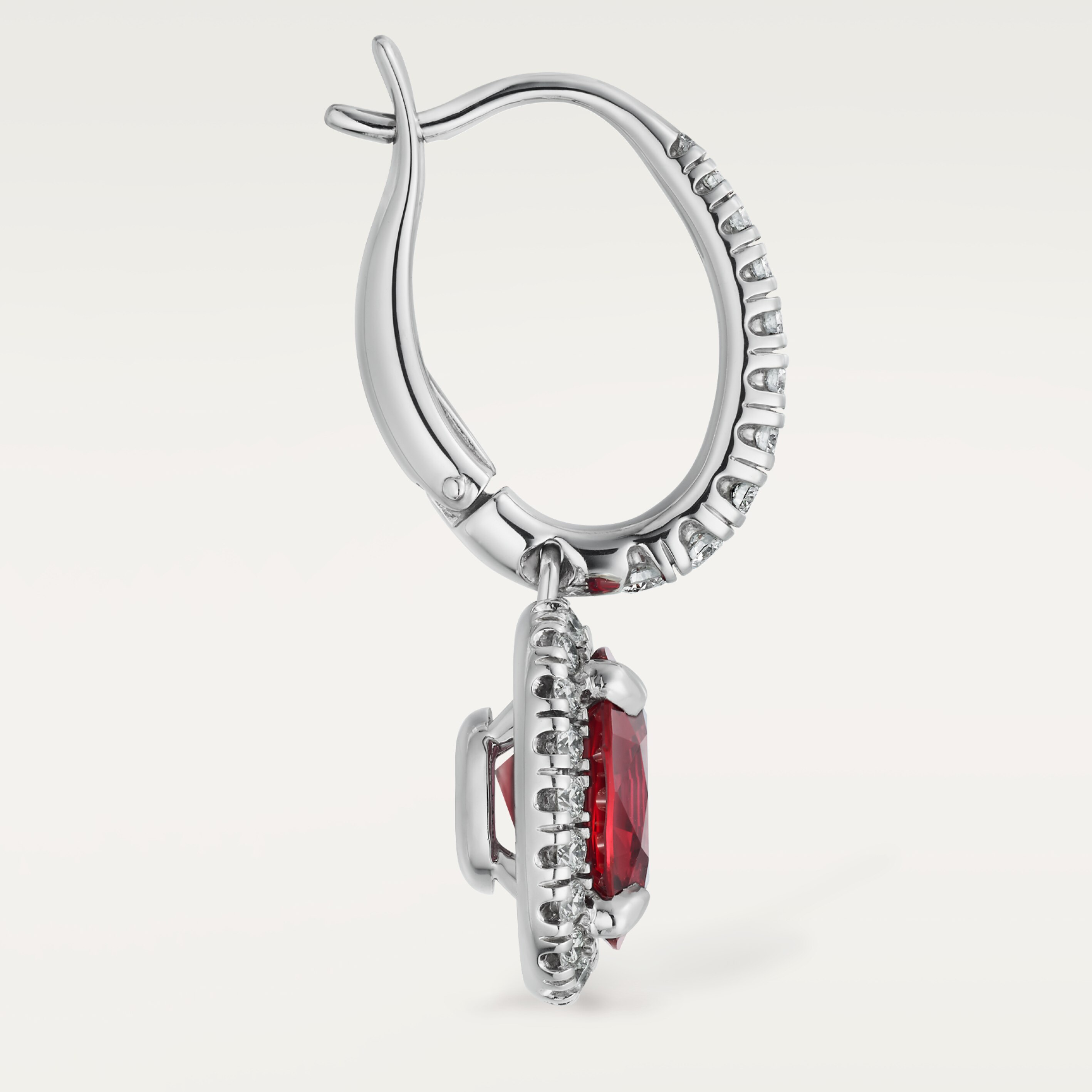 Cartier Destin&eacute;e sleeper earrings, 2 oval-cut rubies, paved