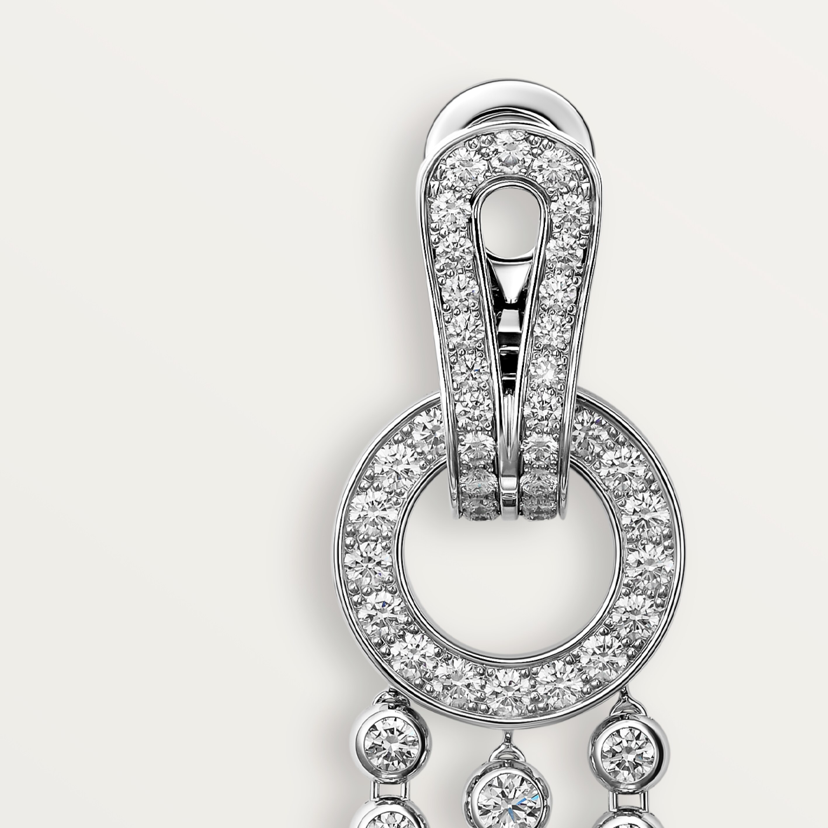 Agrafe earrings, brilliant-cut diamonds, paved