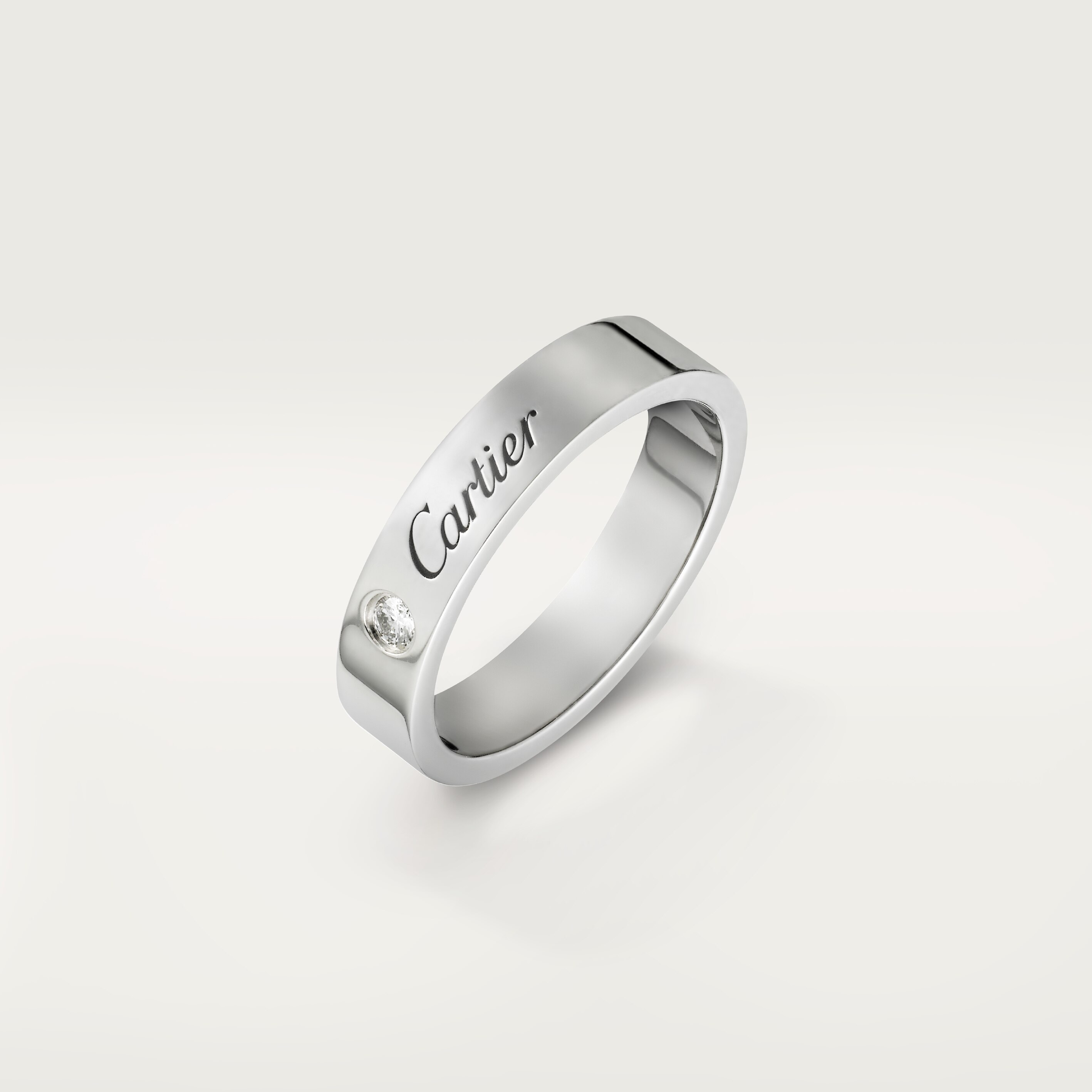 C de Cartier wedding ring, 4 mm width, 1 diamond