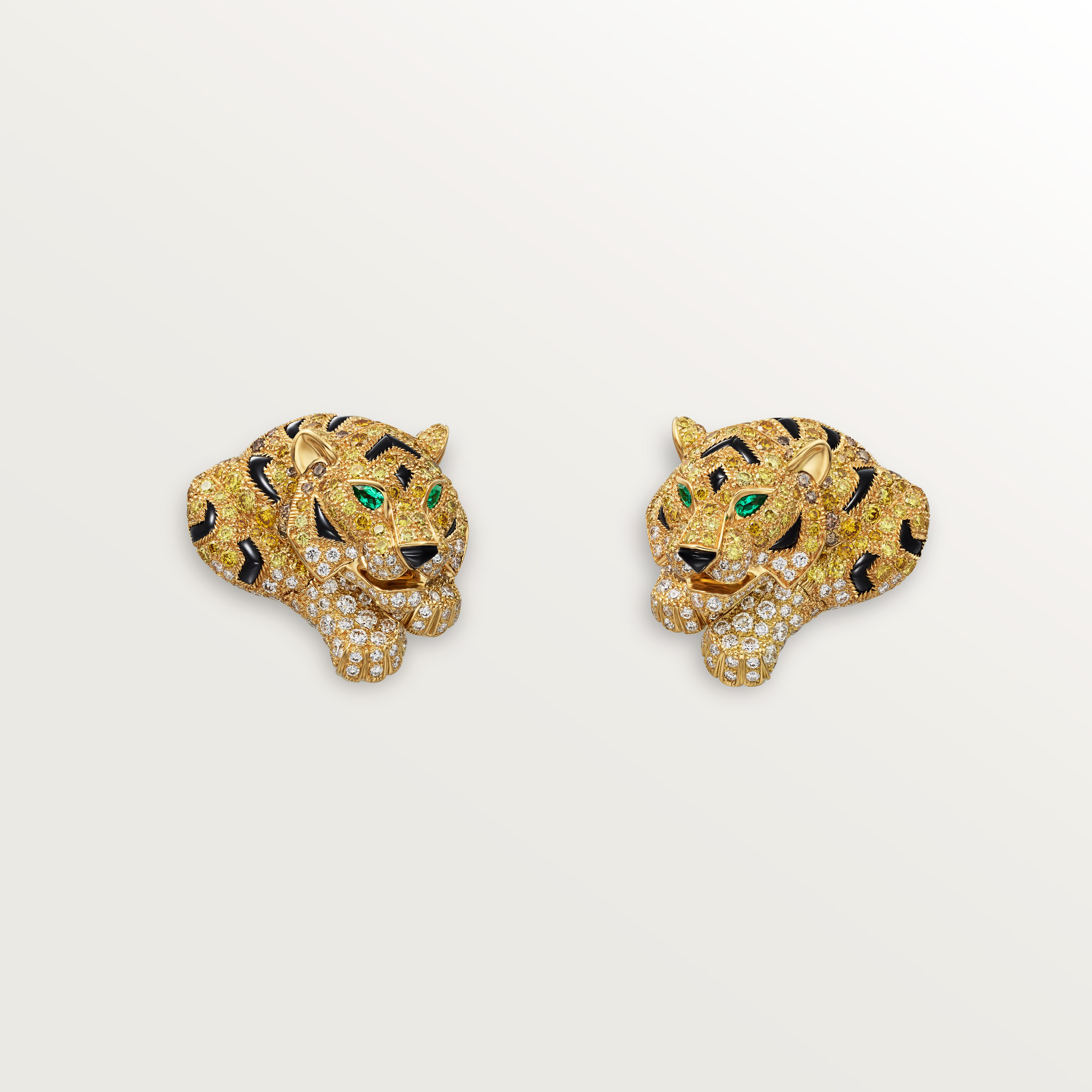 Faune et Flore de Cartier earrings, yellow, orange and brown diamonds, paved