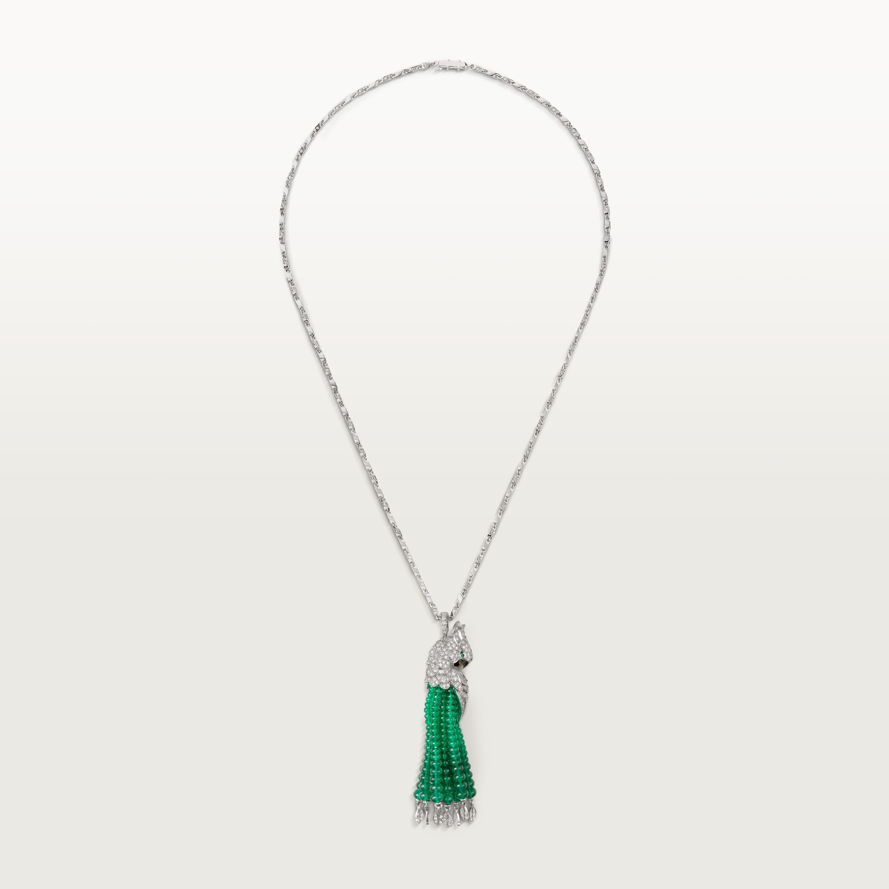 Faune et Flore de Cartier necklace, emerald beads, paved 