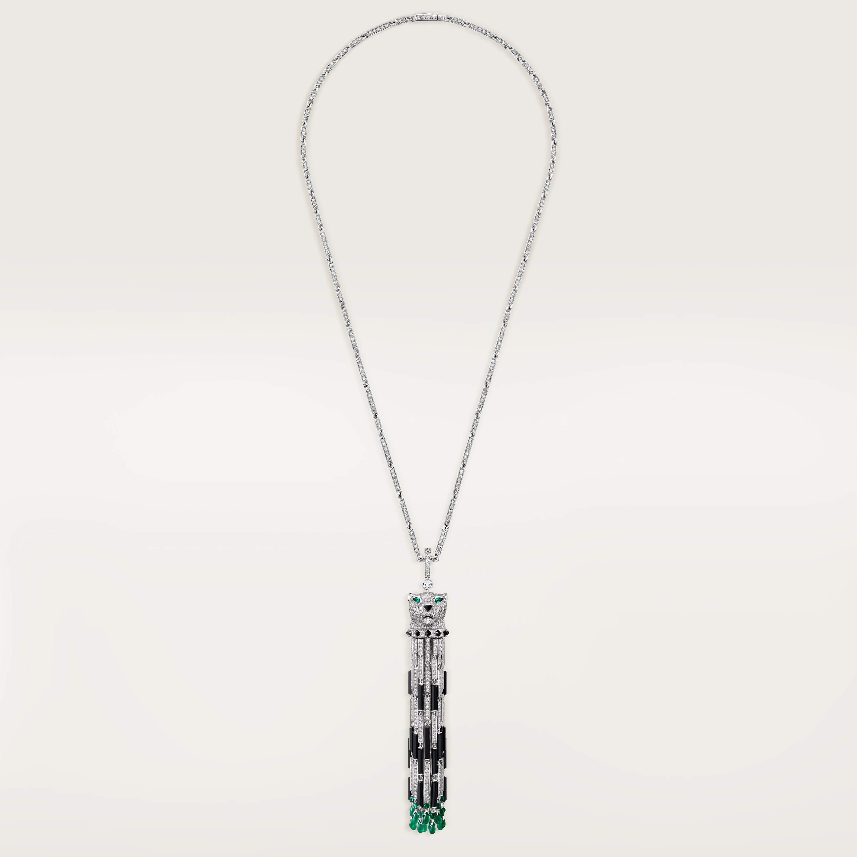 Panth&egrave;re de Cartier long necklace, emerald, multi-wear, large model, paved 
