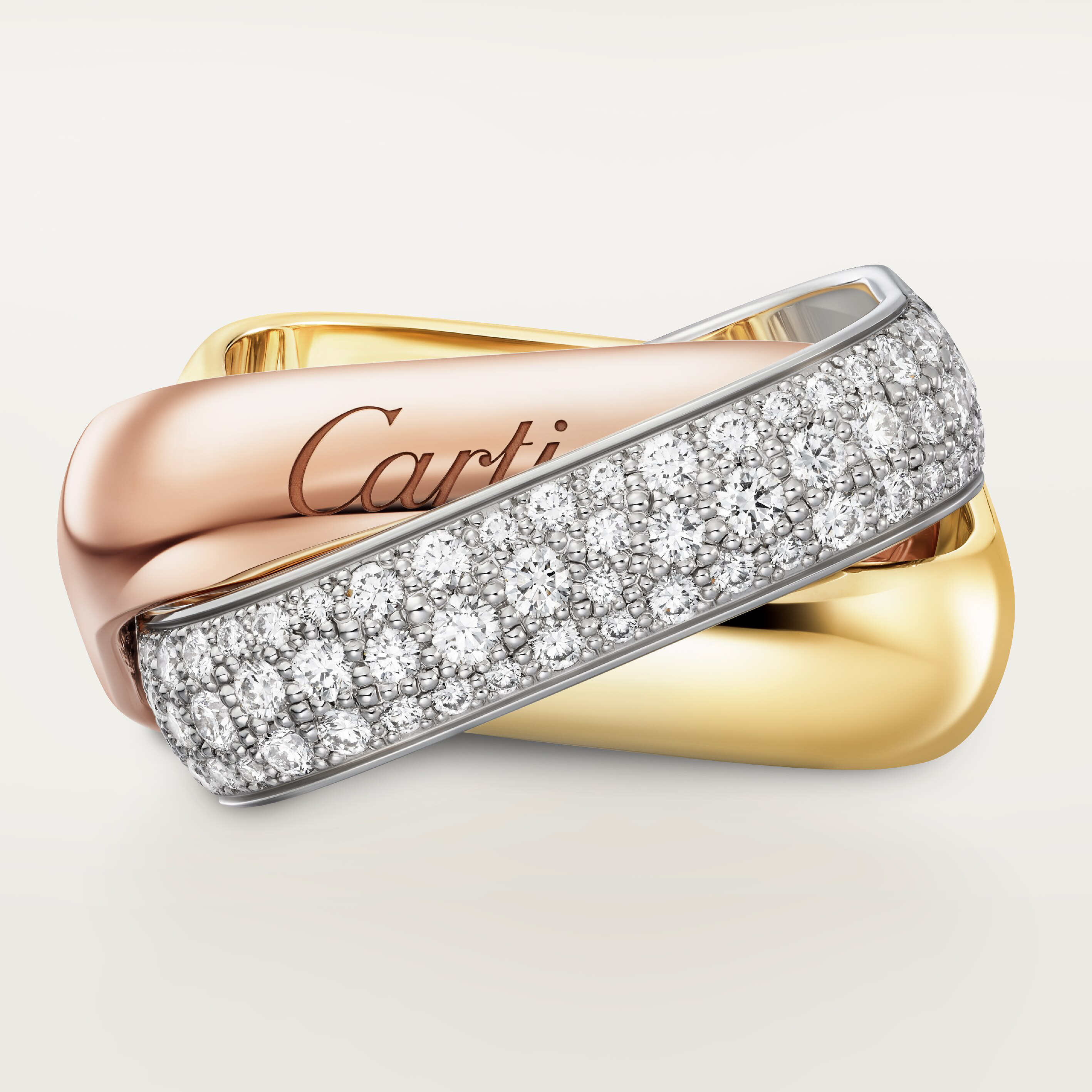 Trinity ring, cushion-shaped, large model, half-paved, image 6