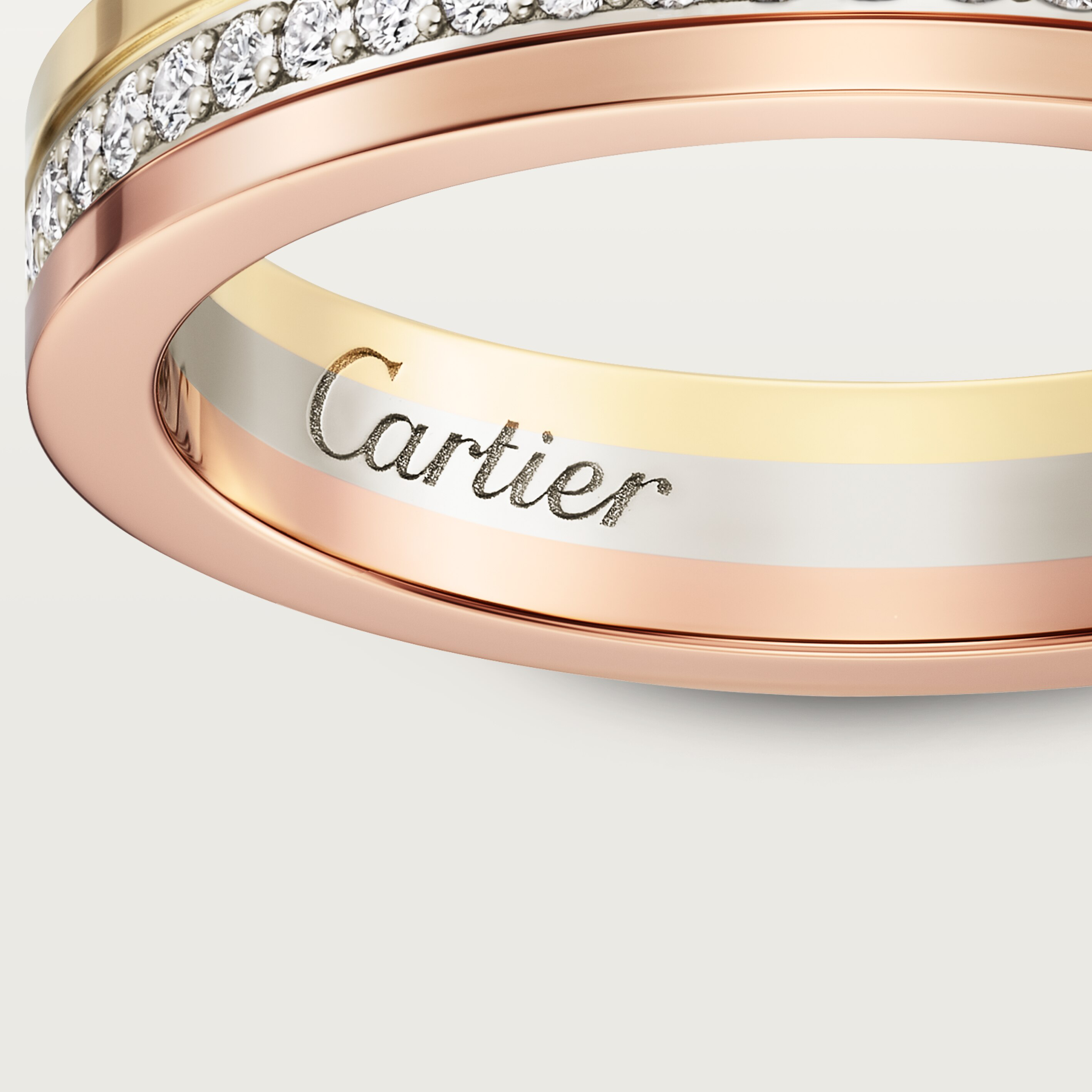 Vendome Louis Cartier wedding band, 3.5 mm width, paved, image 6