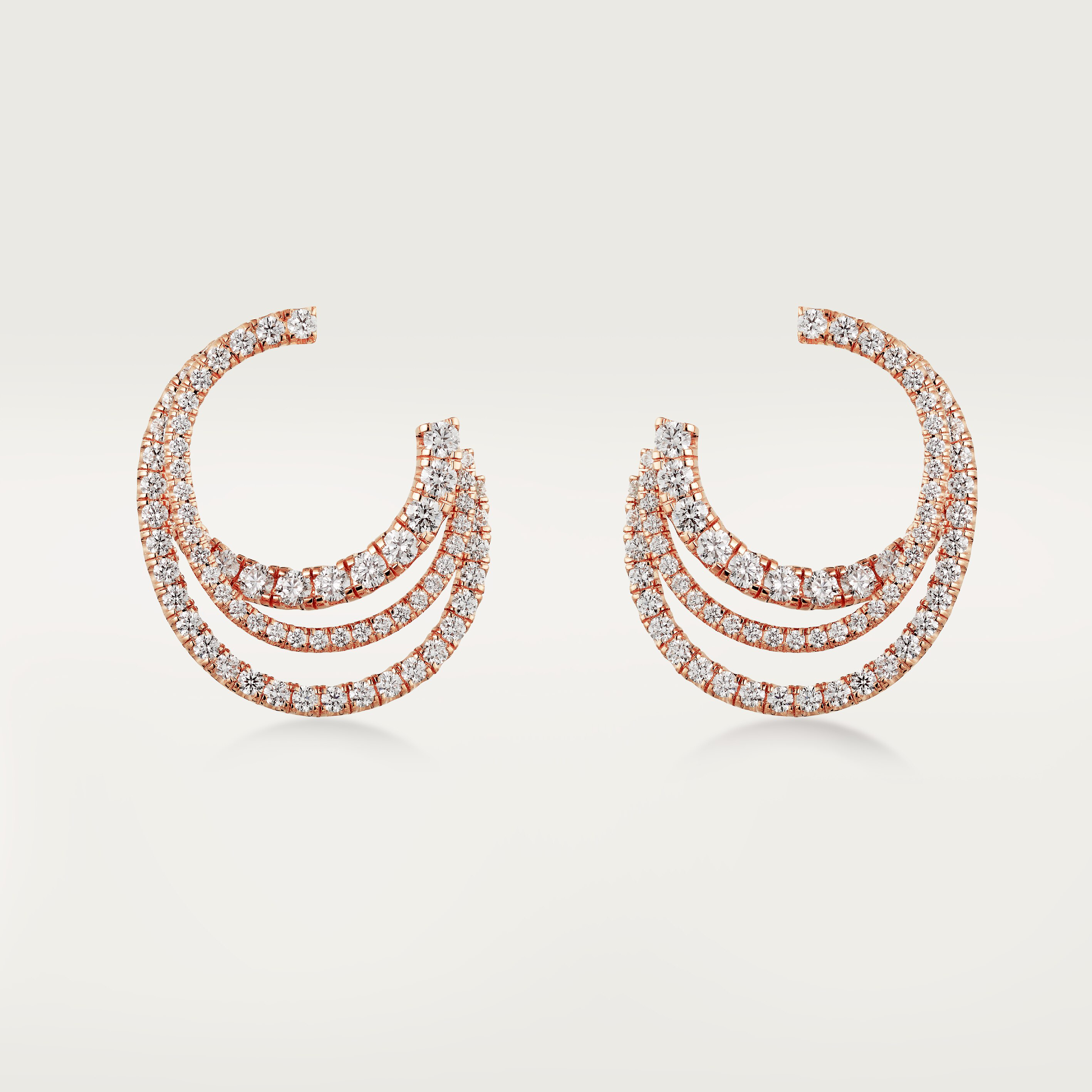 Etincelle de Cartier hoop earrings, triple row, paved