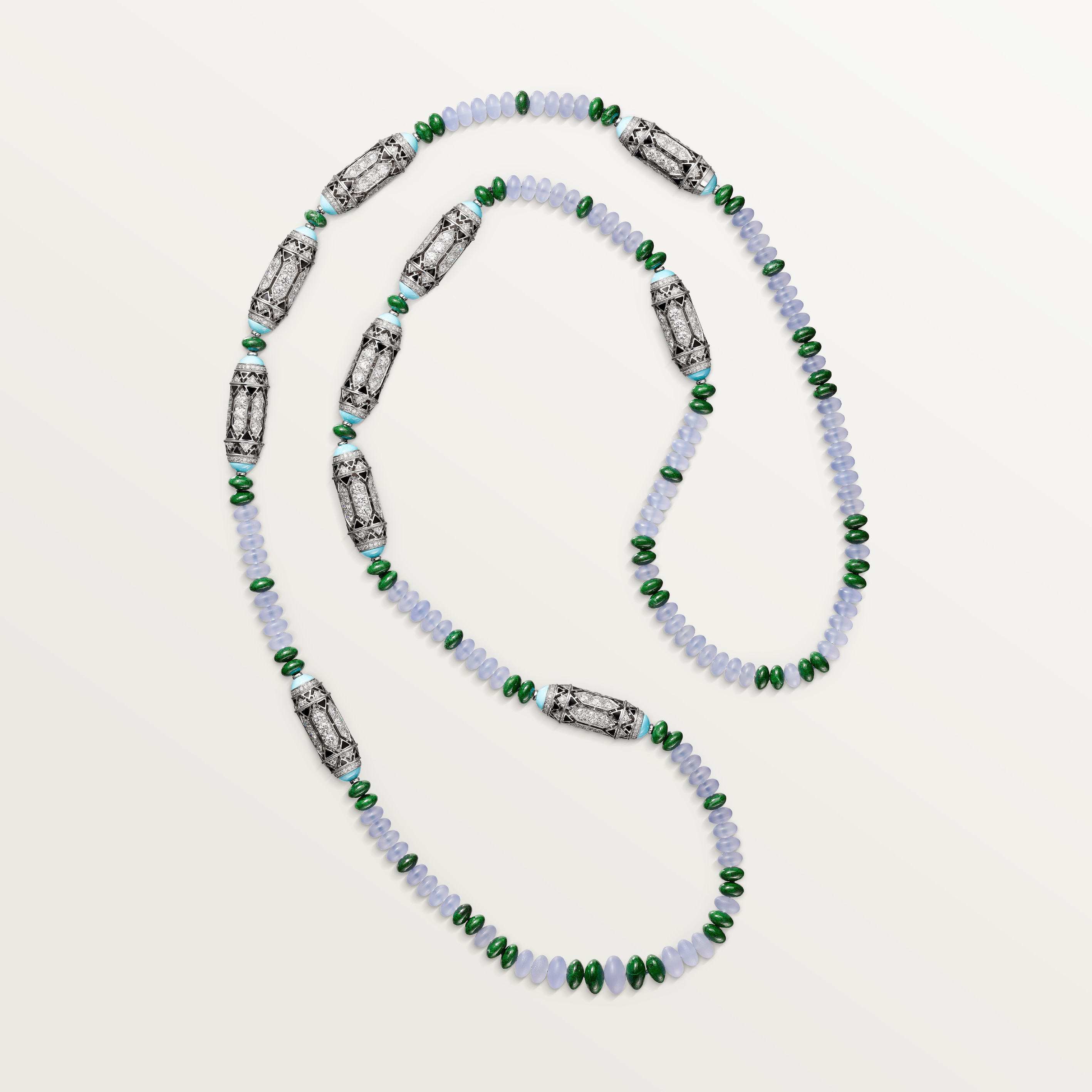 &nbsp;Geometry & Contrastes necklace, chalcedony, paved