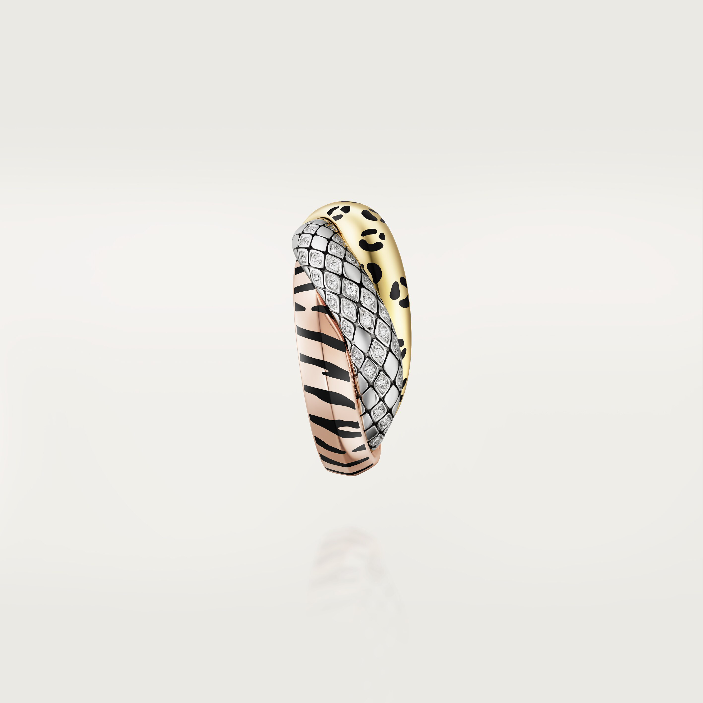 Trinity single earring, lacquer, half-paved