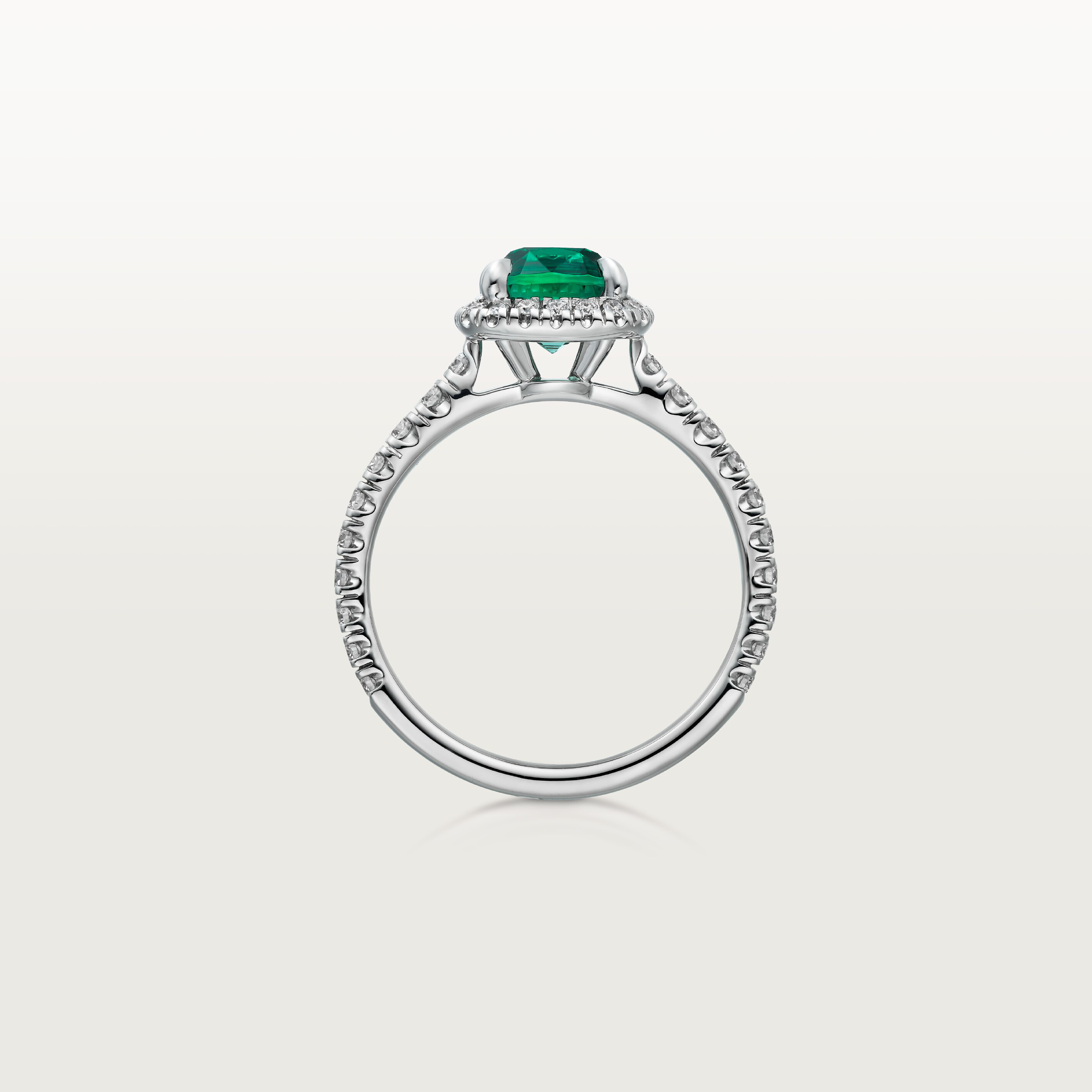 Cartier Destin&eacute;e solitaire, cushion-cut emerald, paved 