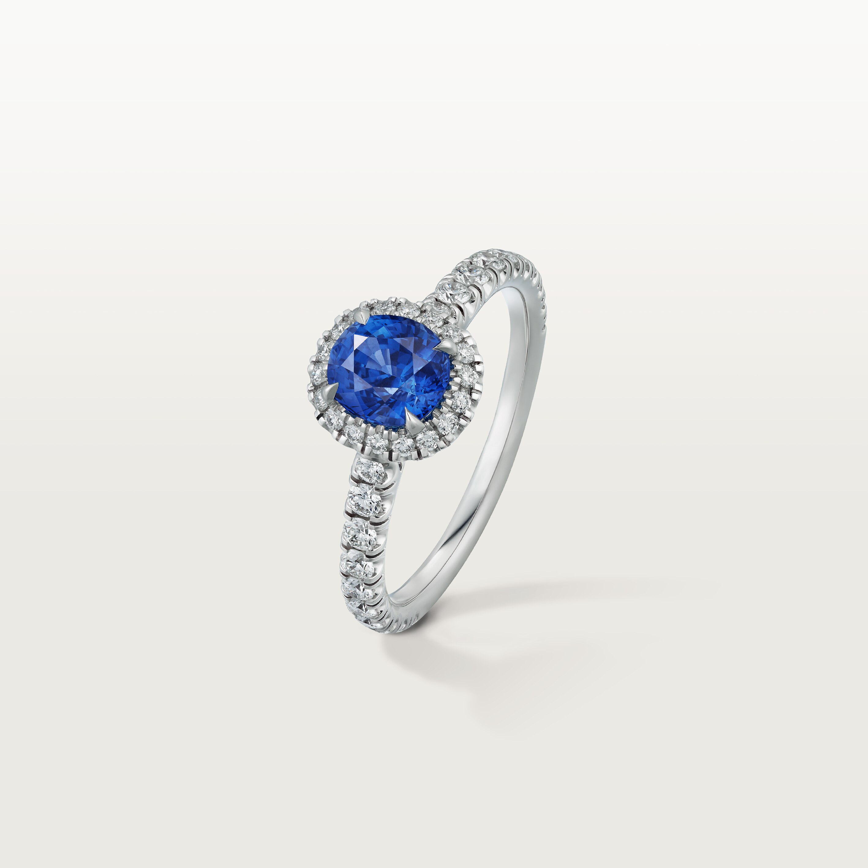 Cartier Destin&eacute;e solitaire, oval-cut sapphire, paved 
