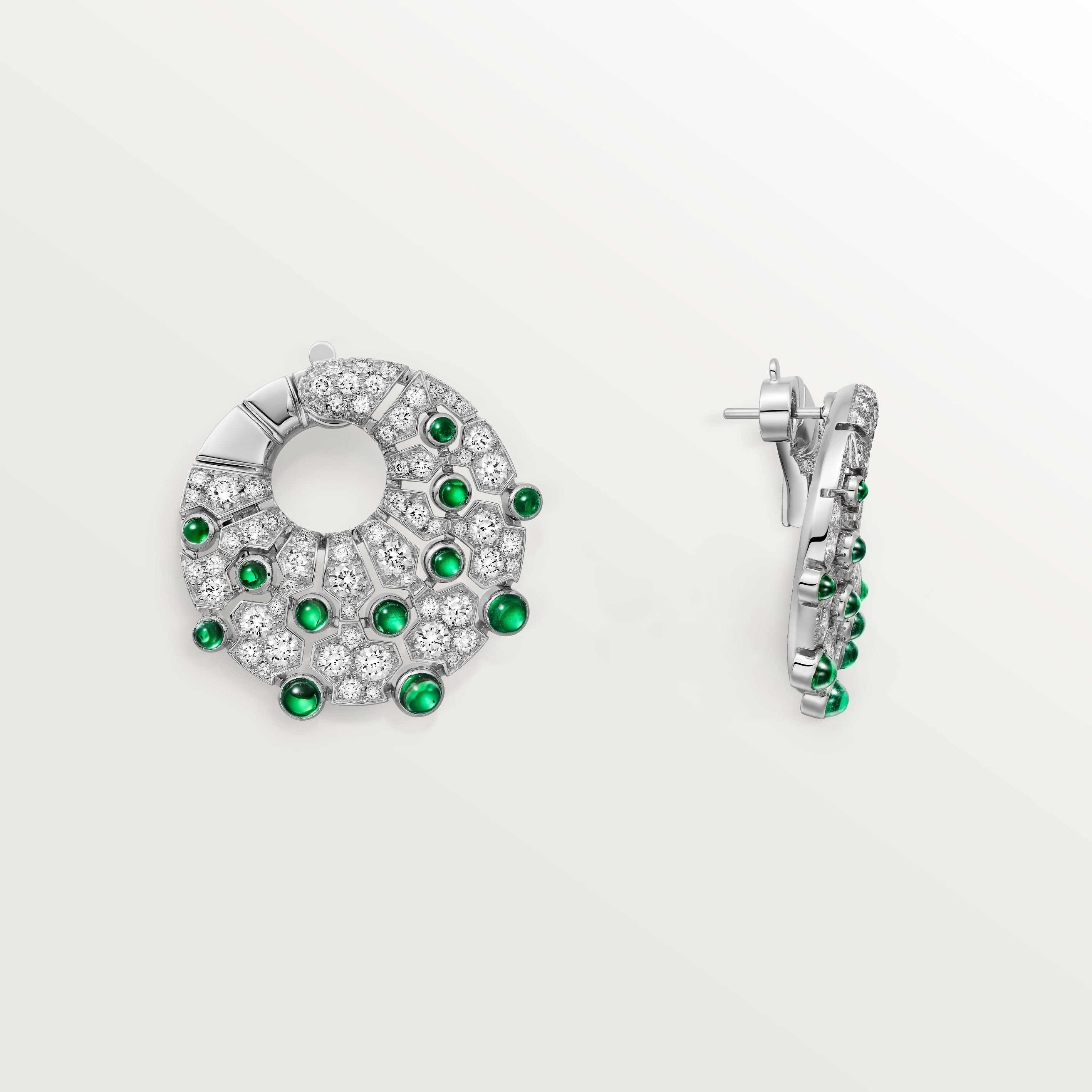 Le Voyage Recommenc&eacute; hoop earrings, emerald, paved