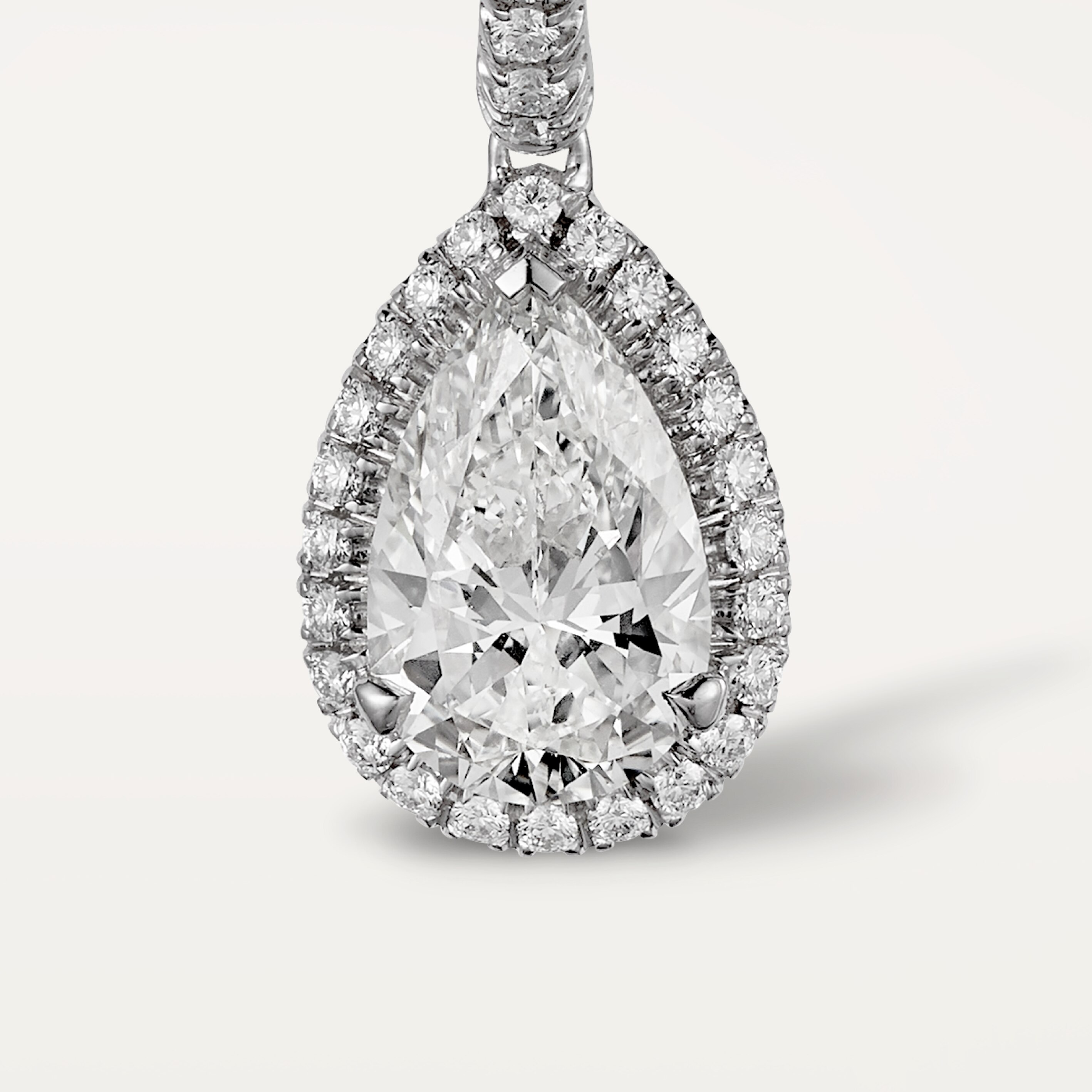 Cartier Destin&eacute;e sleeper earrings, 2 pear-shaped diamonds, paved