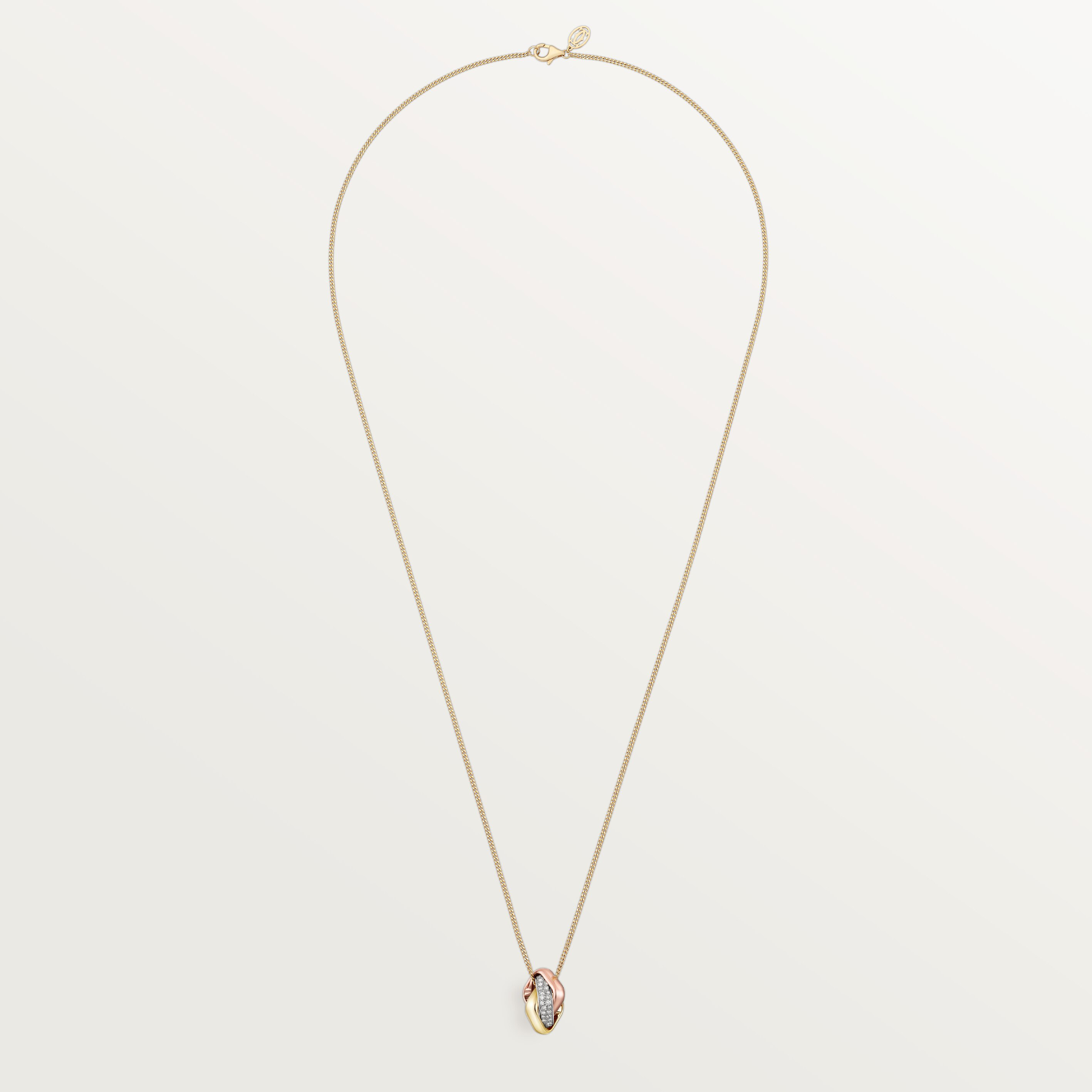 Trinity pendant, cushion-shaped, half-paved