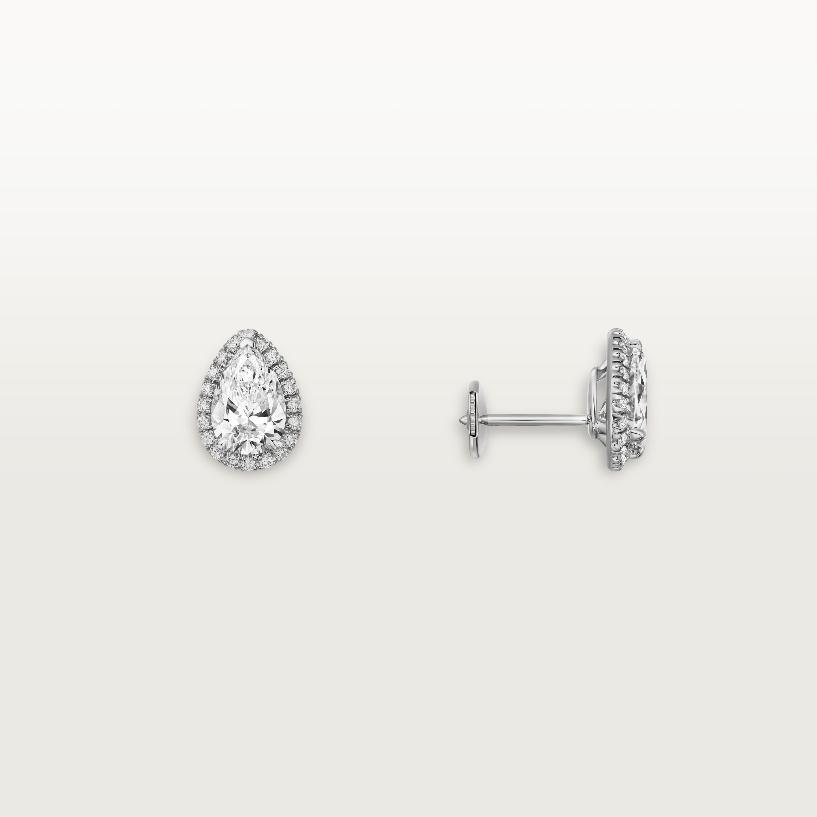 Cartier Destin&eacute;e stud earrings, 2 pear-shaped diamonds, paved