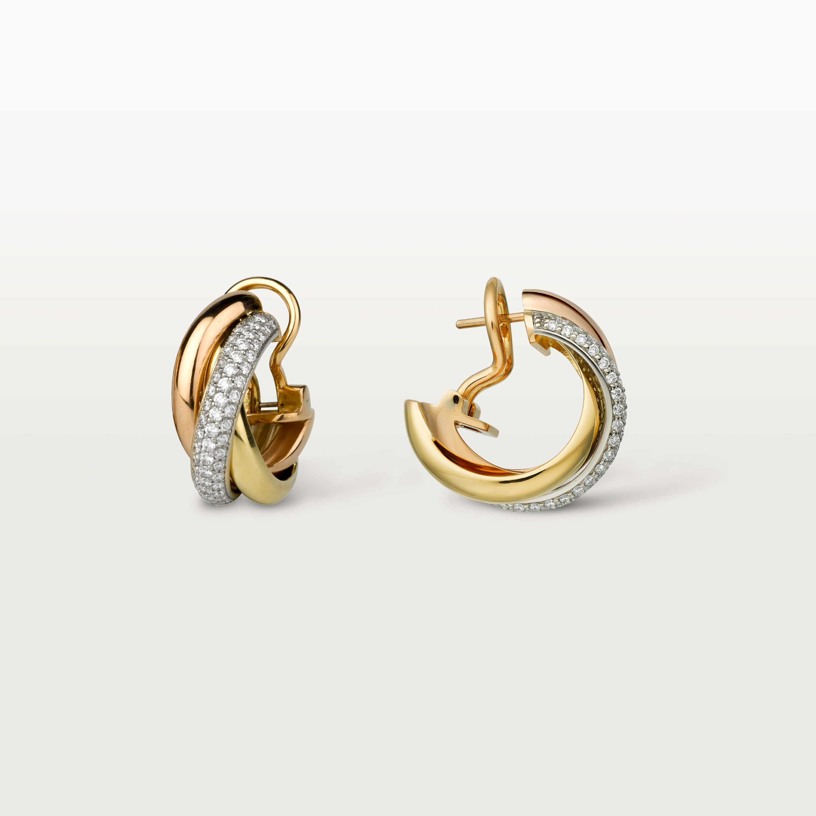 Trinity earrings, classic model, half-paved, image 5